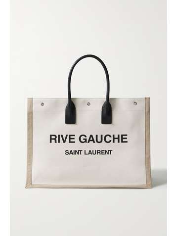 Saint Laurent Rive Gauche Diagonal Canvas Bucket Bag