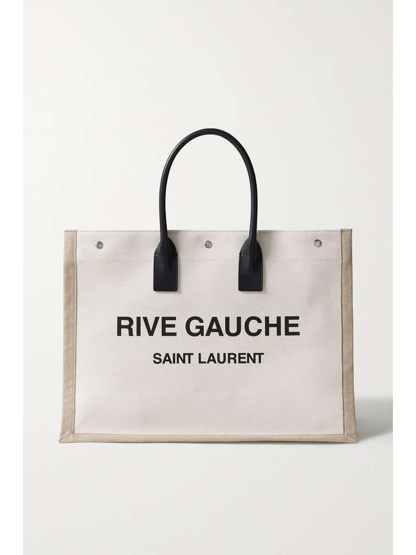 Saint Laurent Rive Gauche Leather-trimmed Printed Canvas Tote