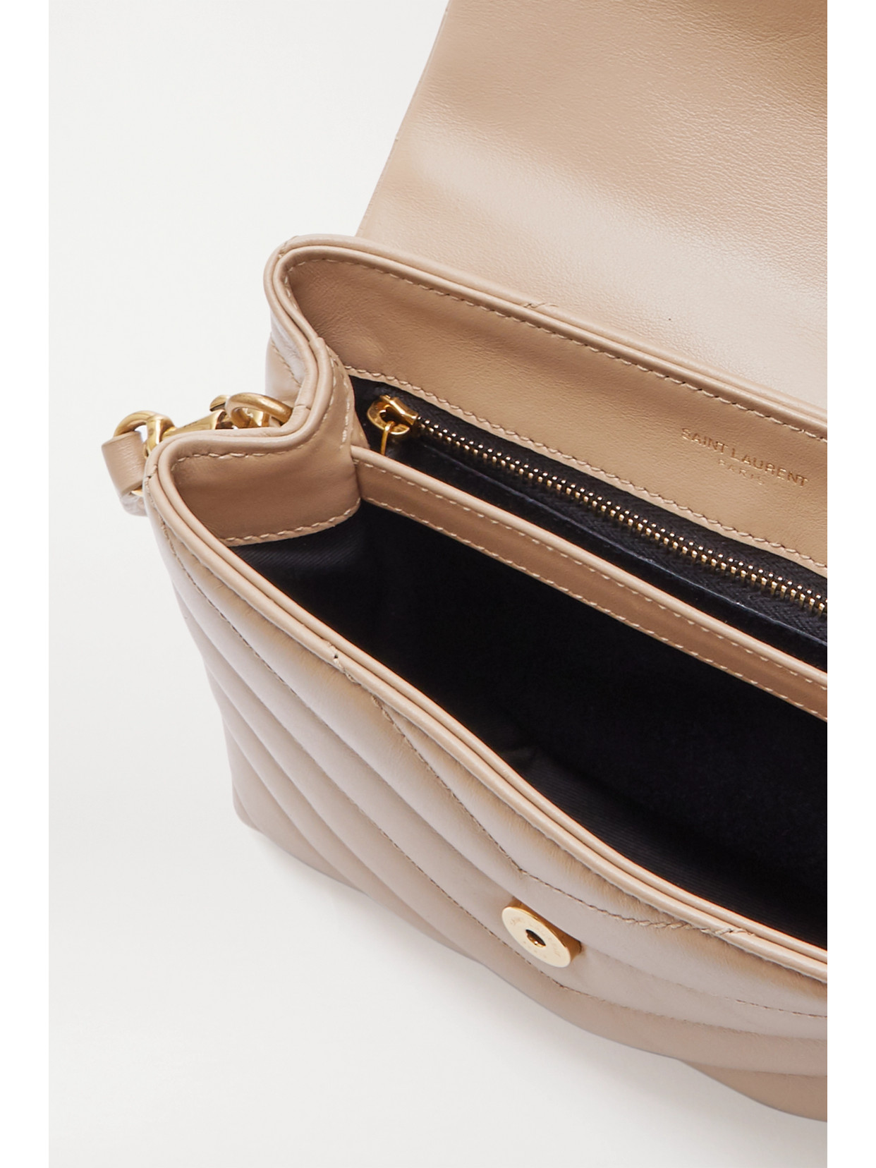 Saint Laurent Loulou Quilted Leather Shoulder Bag In Neutrals