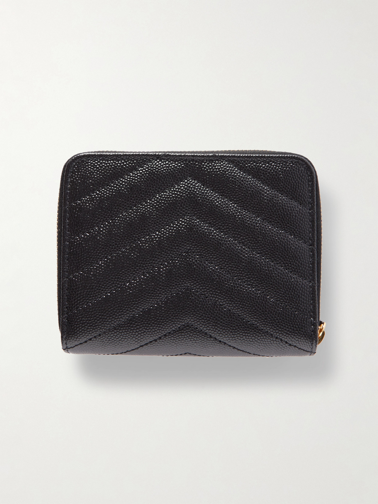 Shop Saint Laurent Monogramme Quilted Textured-leather Wallet In Black