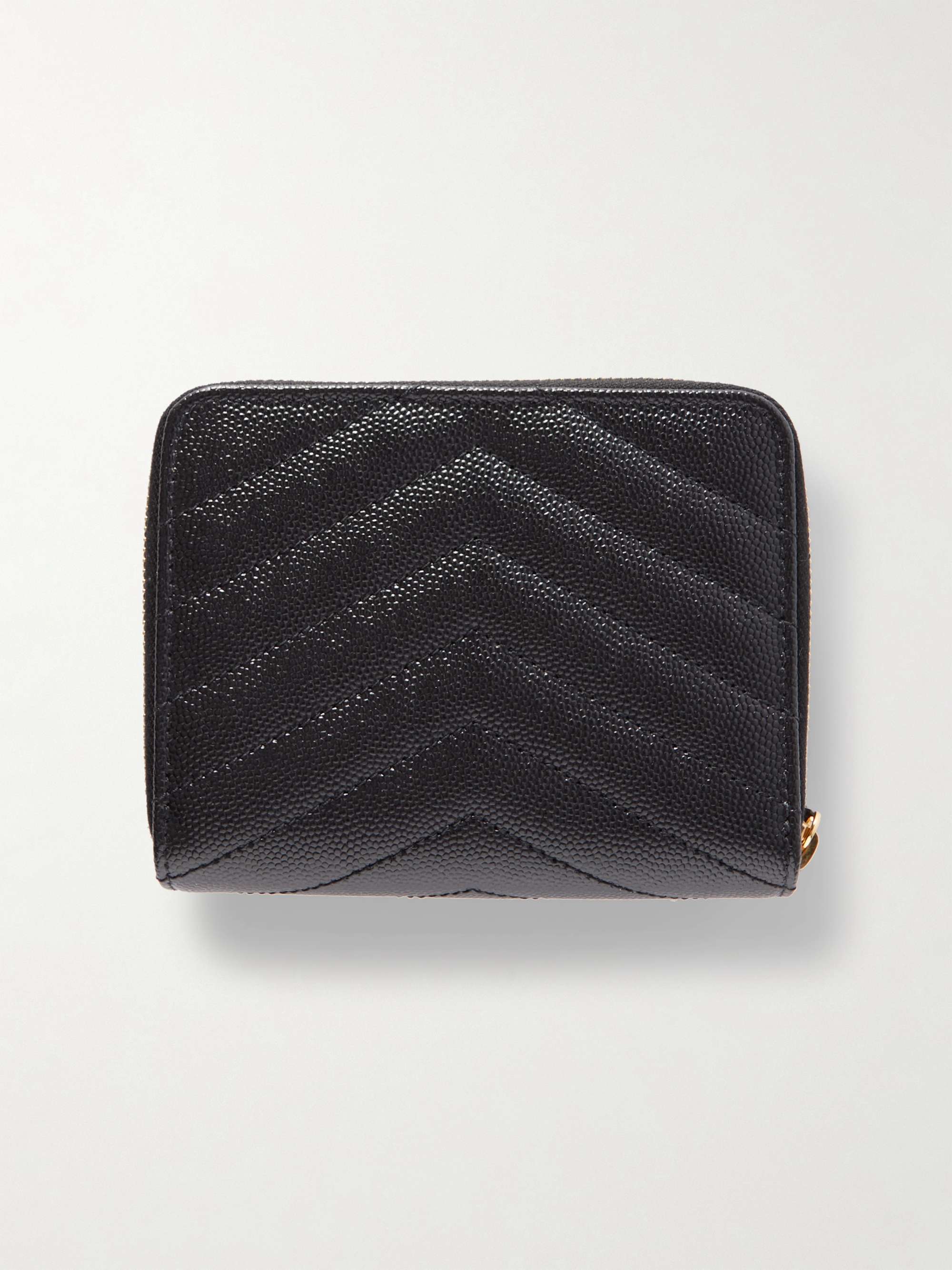 SAINT LAURENT Monogramme quilted textured-leather wallet
