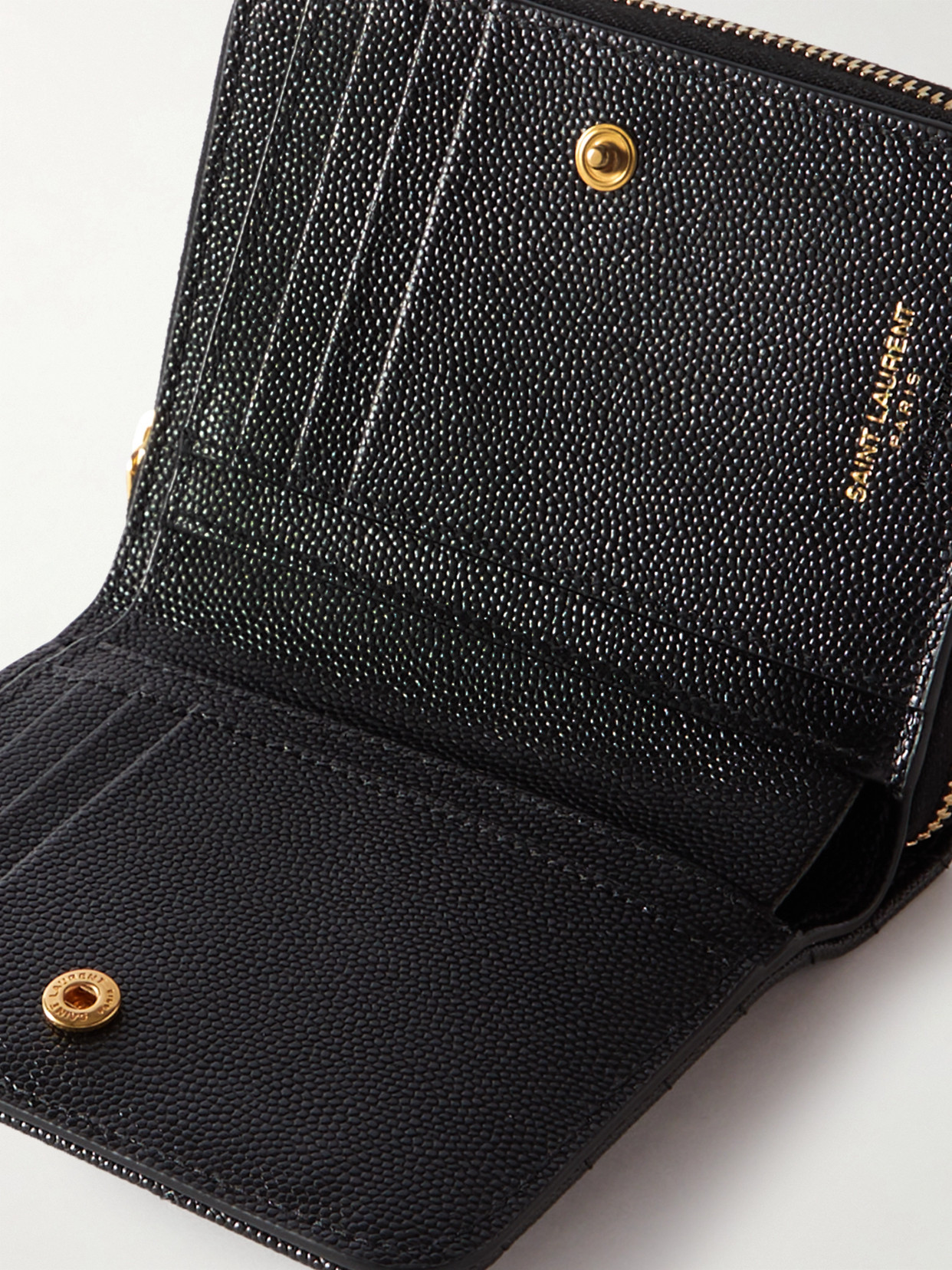 Saint Laurent Monogramme Quilted Textured-leather Wallet In Black