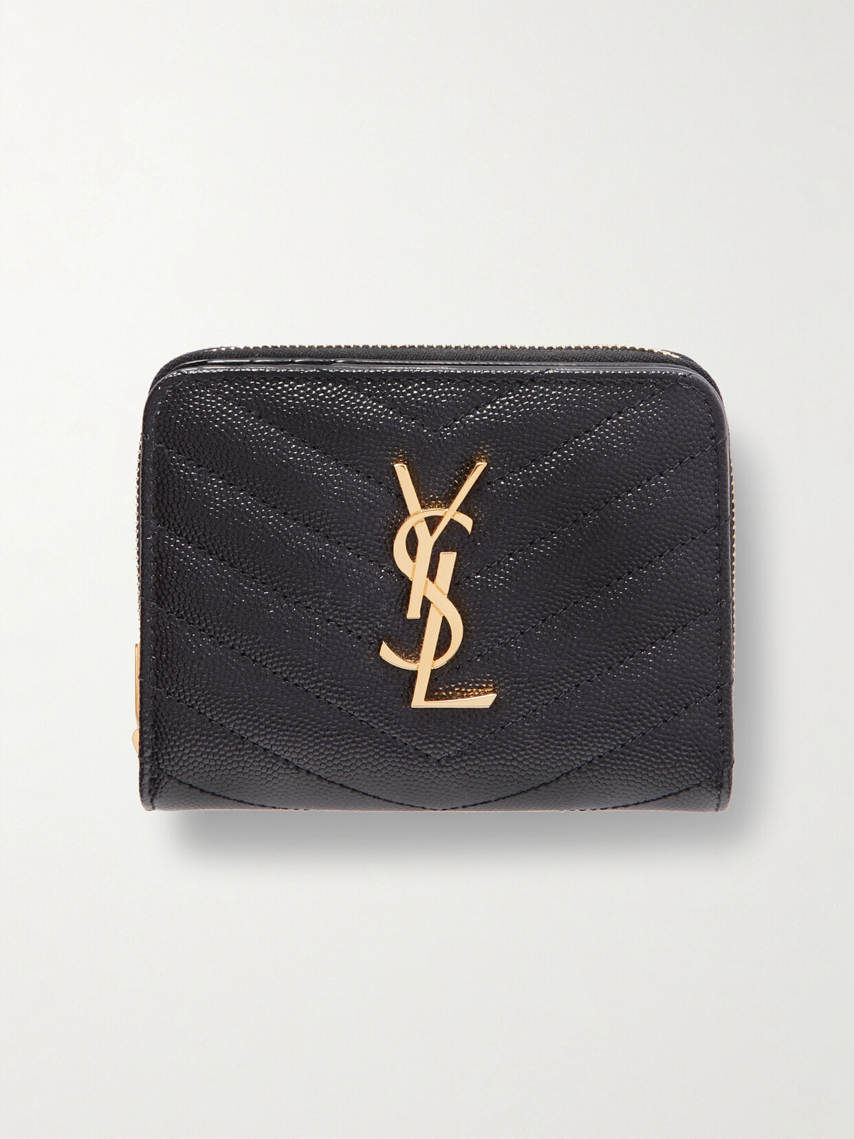 Saint Laurent Monogramme Quilted Textured-leather Wallet In Black