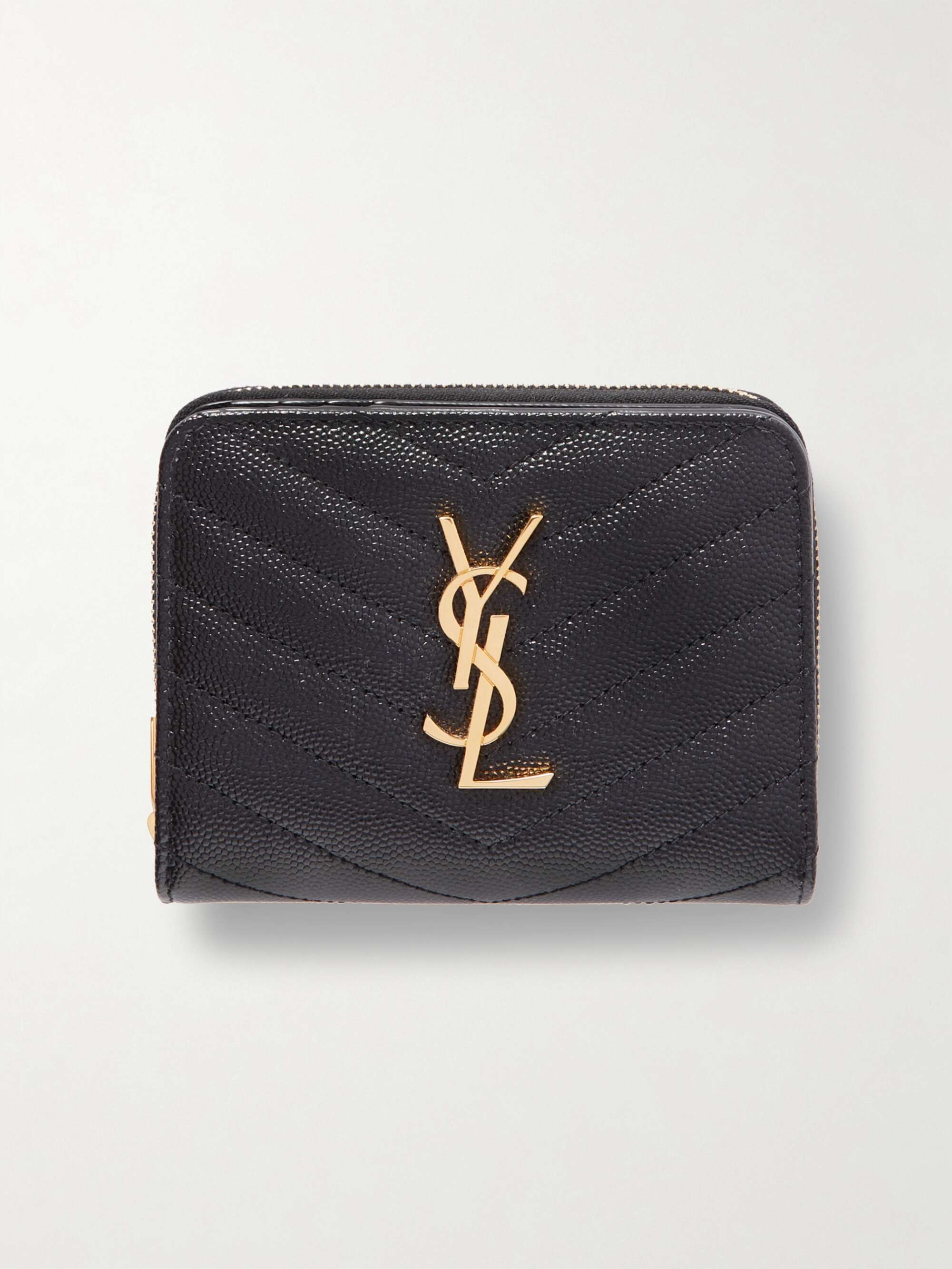 SAINT LAURENT Monogramme quilted textured-leather wallet | NET-A-PORTER