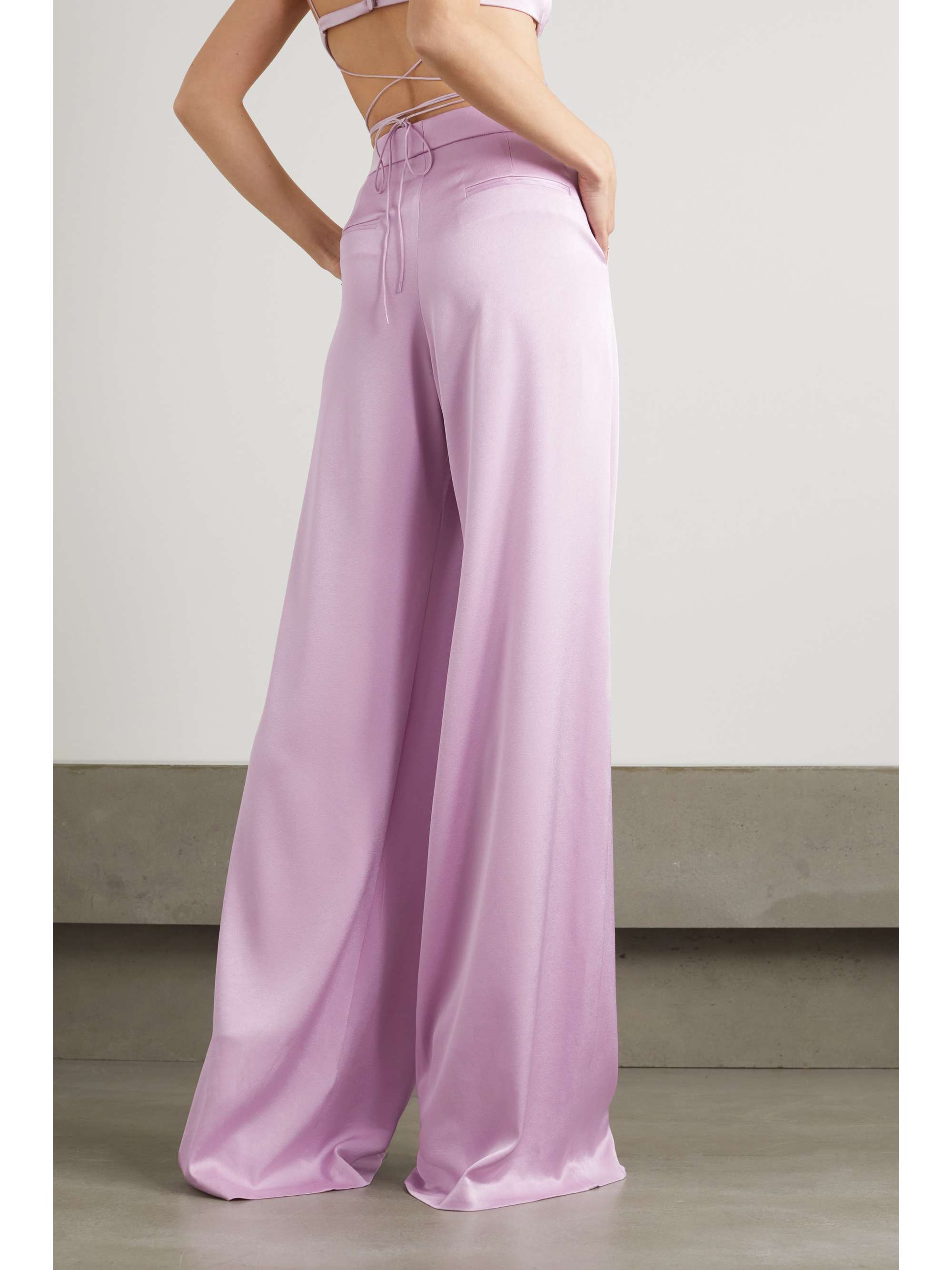 ALEX PERRY Hutton satin-crepe wide-leg pants