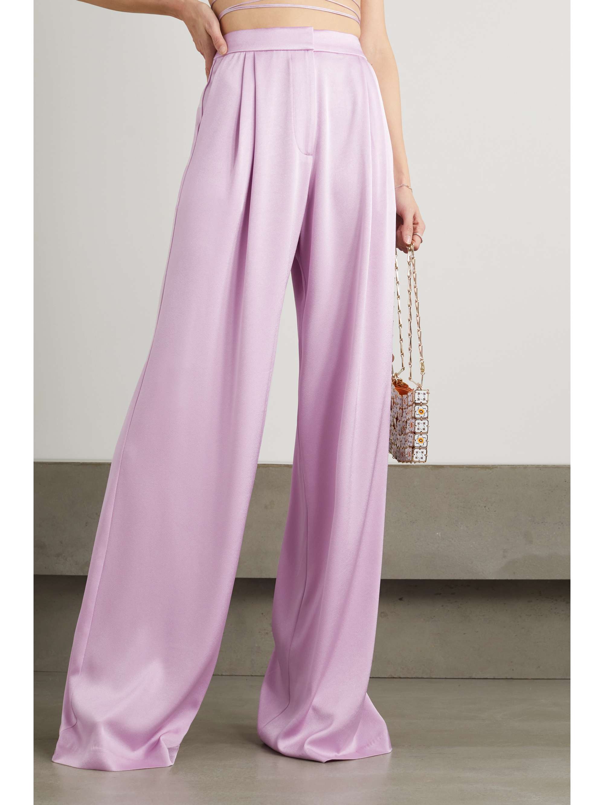 ALEX PERRY Hutton satin-crepe wide-leg pants
