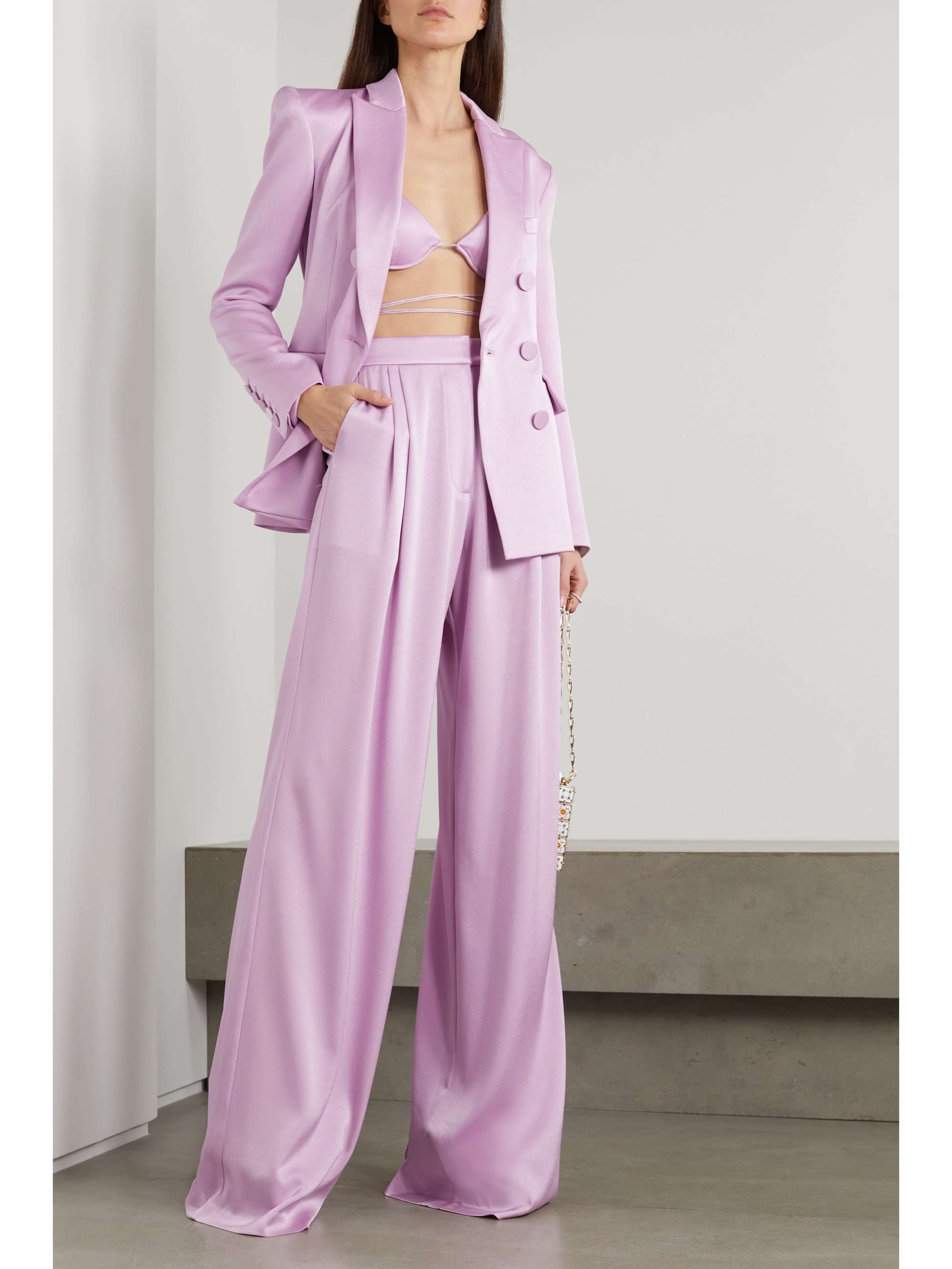 ALEX PERRY Hutton satin-crepe wide-leg pants