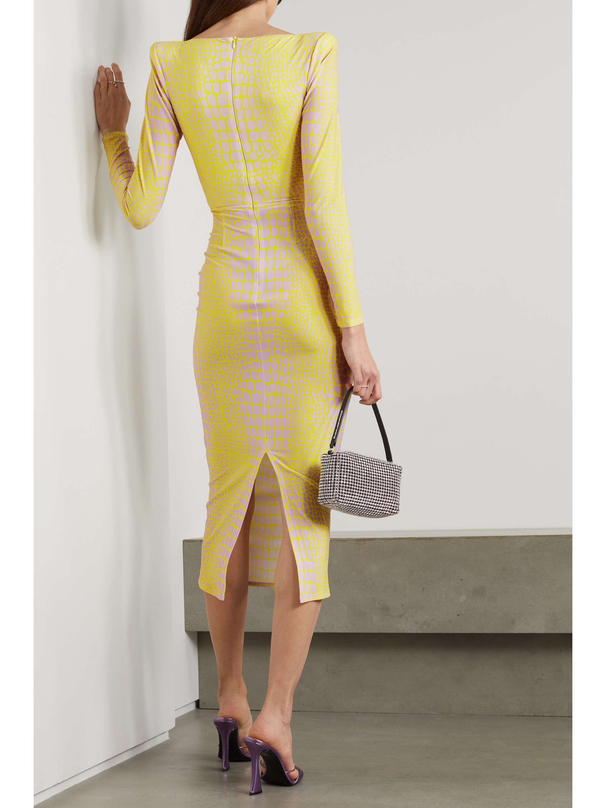 ALEX PERRY Lennon printed neon stretch-jersey midi dress