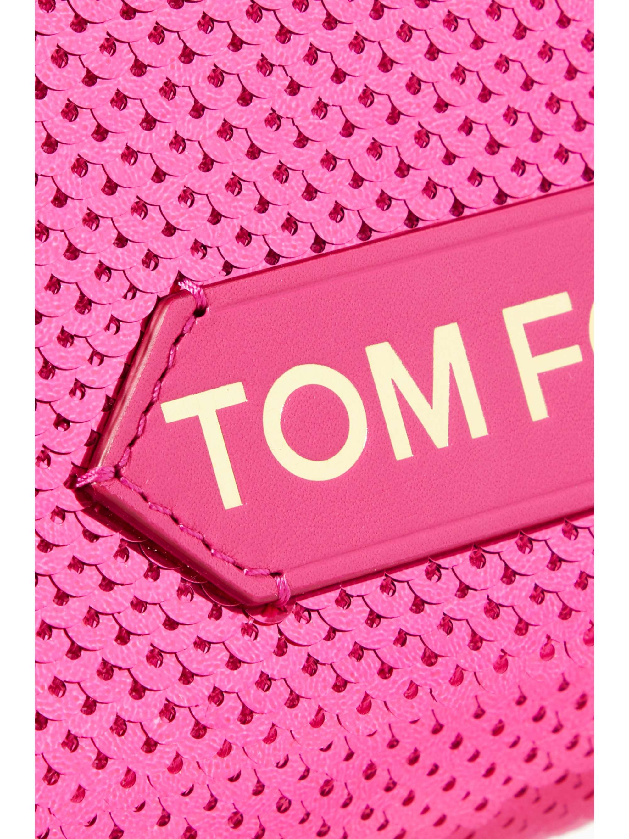 TOM FORD Chain mini sequined metallic leather clutch