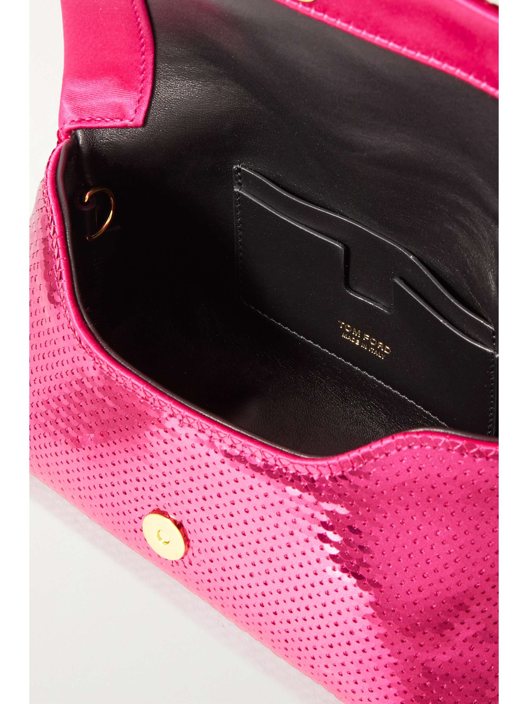 TOM FORD Chain mini sequined metallic leather clutch