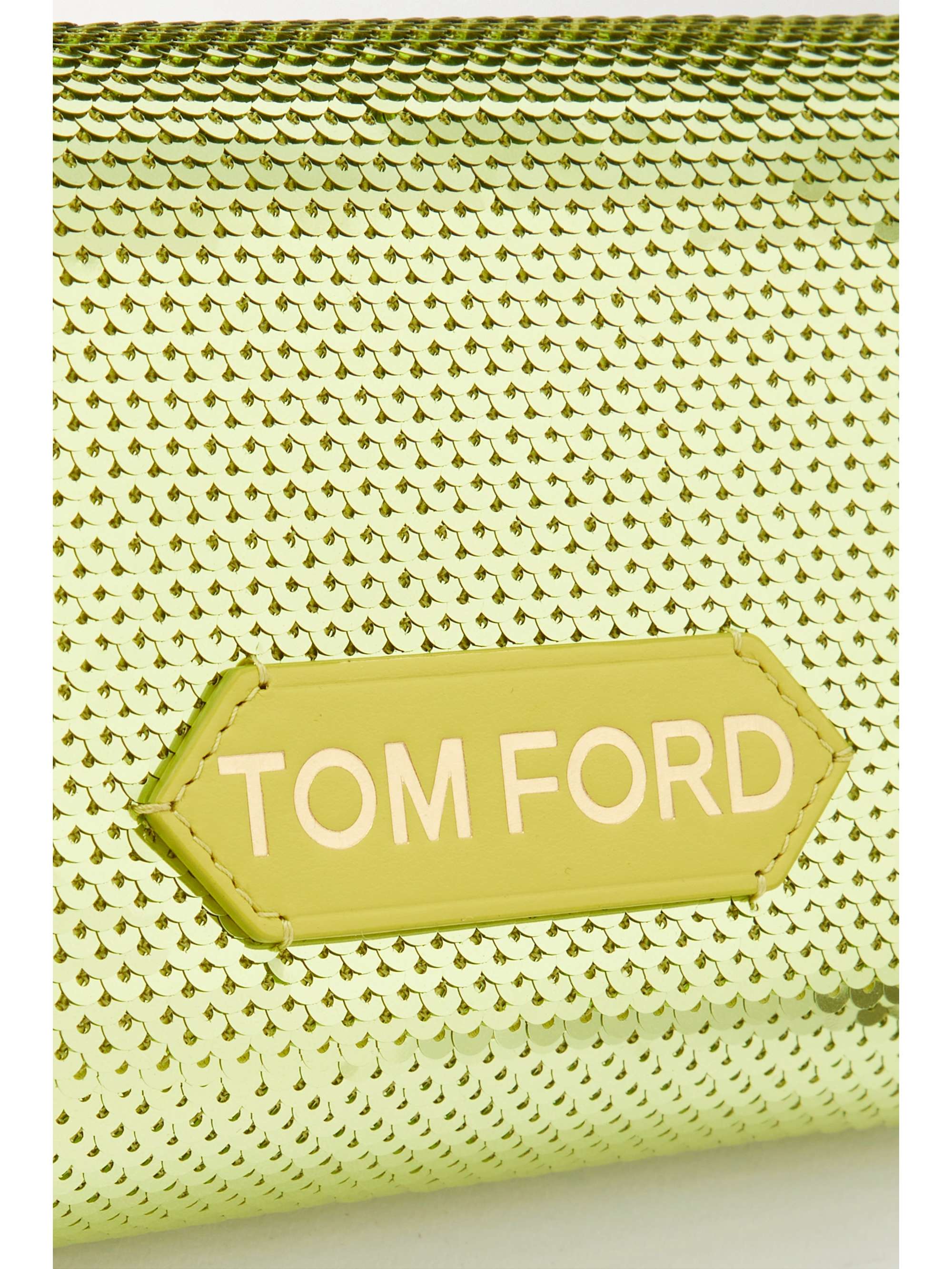 TOM FORD Chain mini sequined metallic leather clutch
