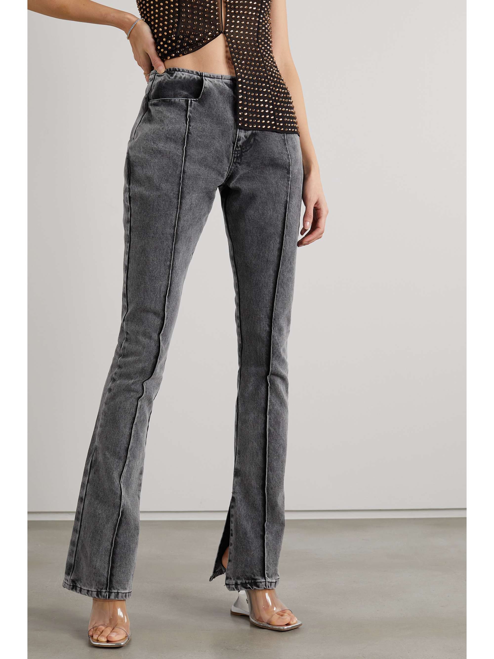 16ARLINGTON Maroa leather flared pants
