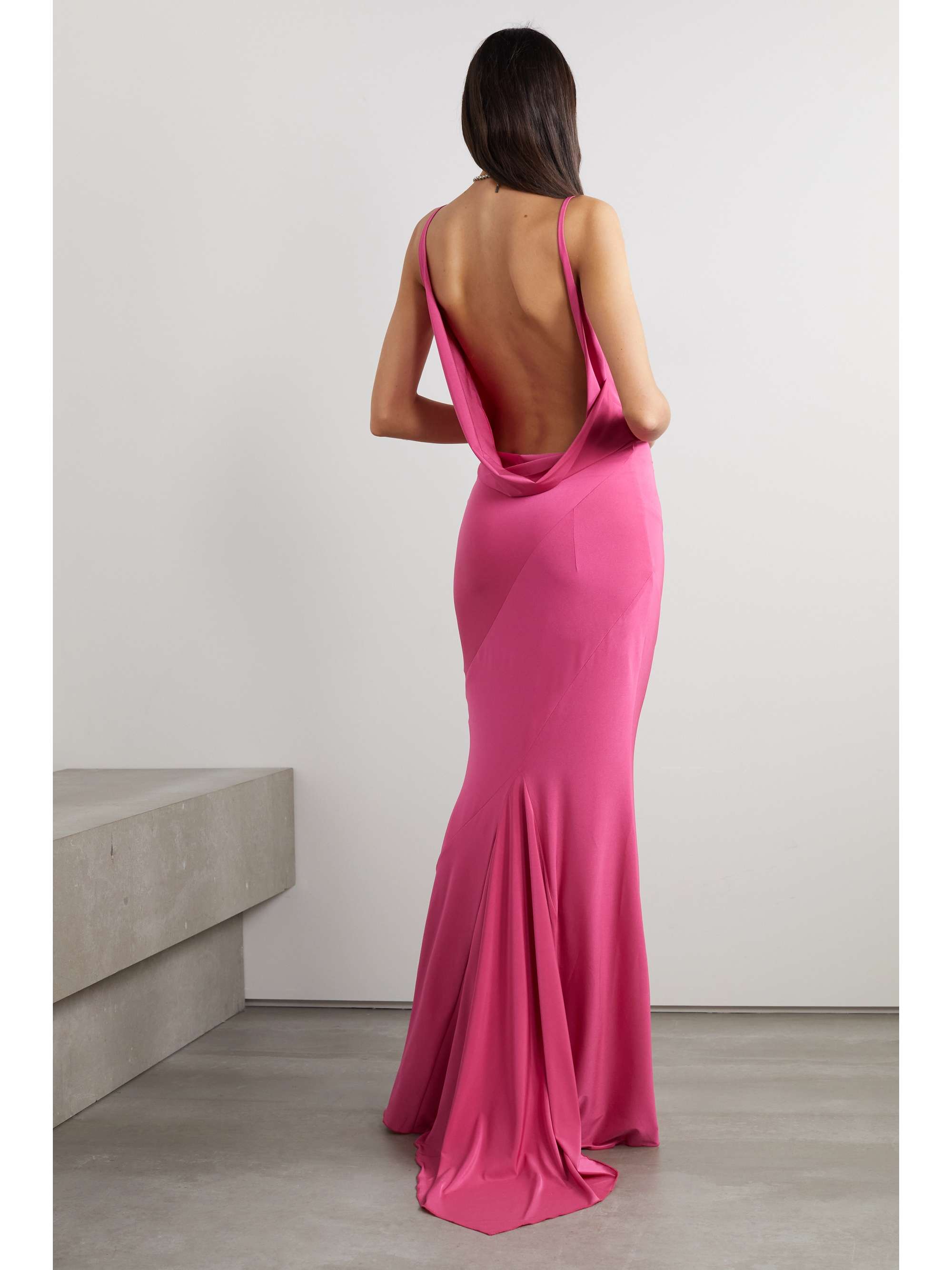 16ARLINGTON Etna draped stretch-satin gown