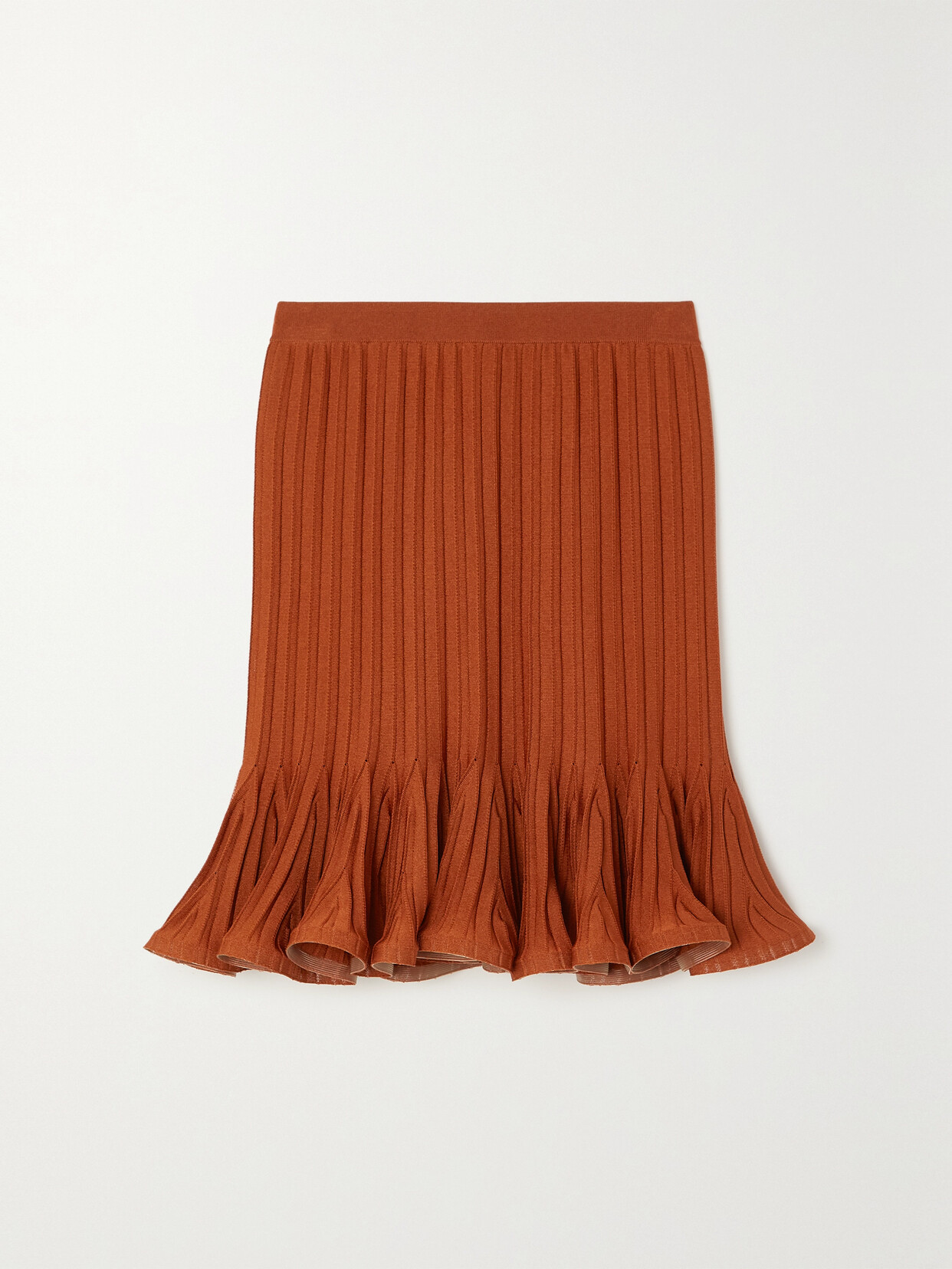 Givenchy Pleated A-line Stretch-knit Mini Skirt In Orange