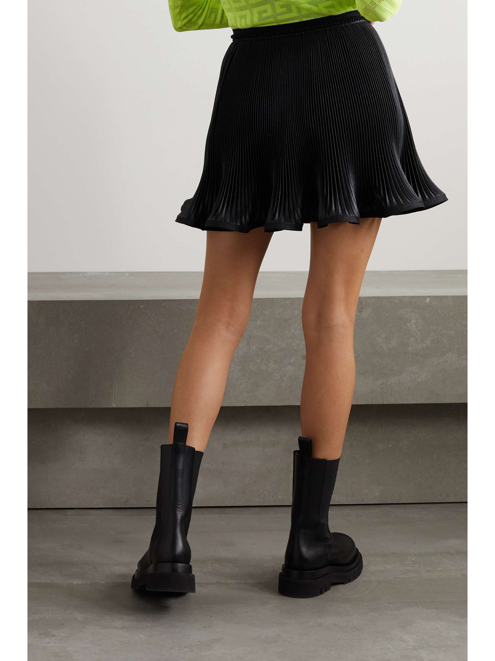 GIVENCHY Ruffled plissé-satin mini skirt