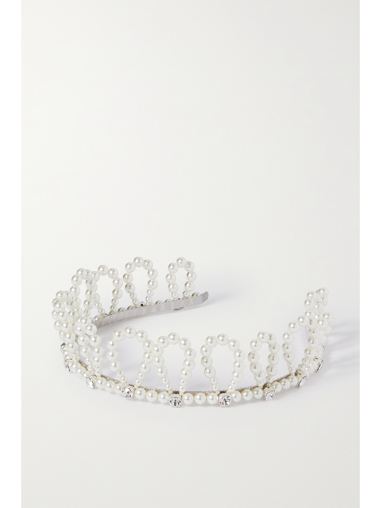 Simone Rocha Silver-tone, Faux Pearl And Crystal Headband In White