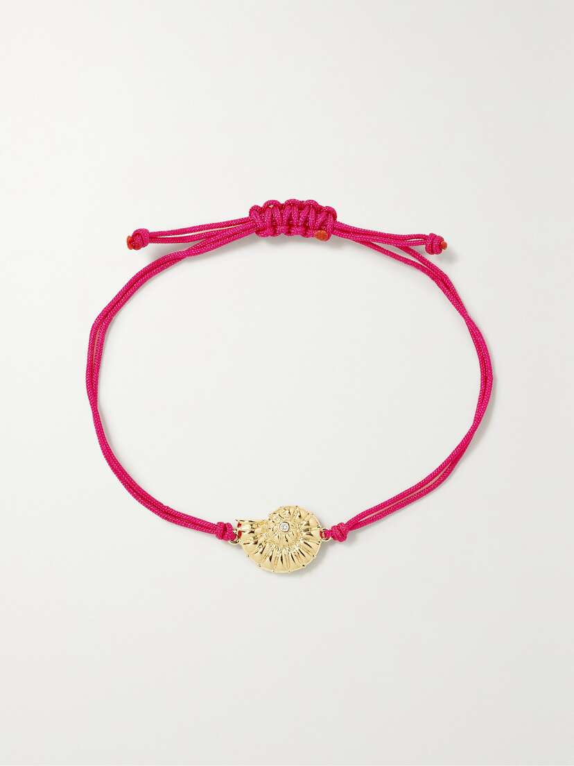 Yvonne Léon 9-karat Gold, Cord And Diamond Bracelet