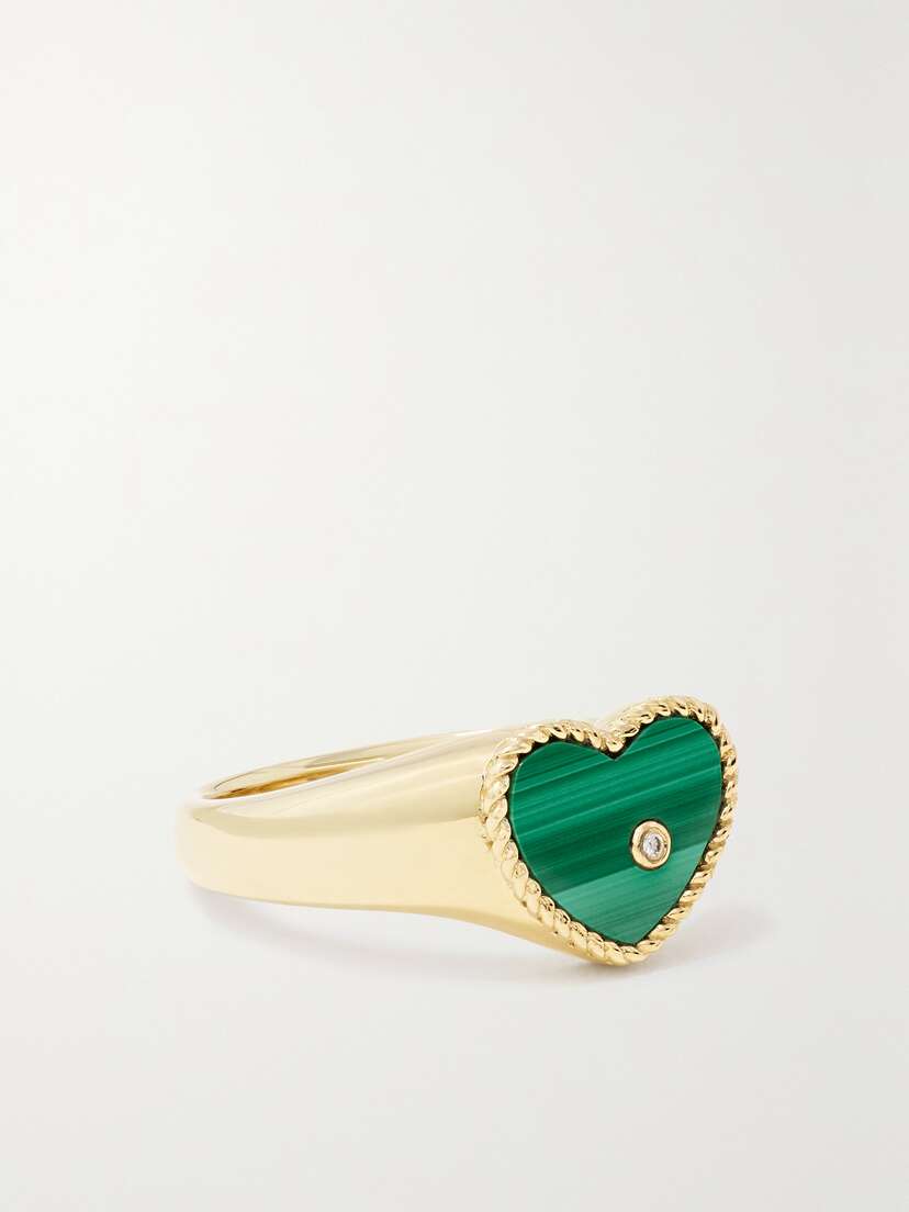 Yvonne Léon 9-karat Gold, Malachite And Diamond Signet Ring