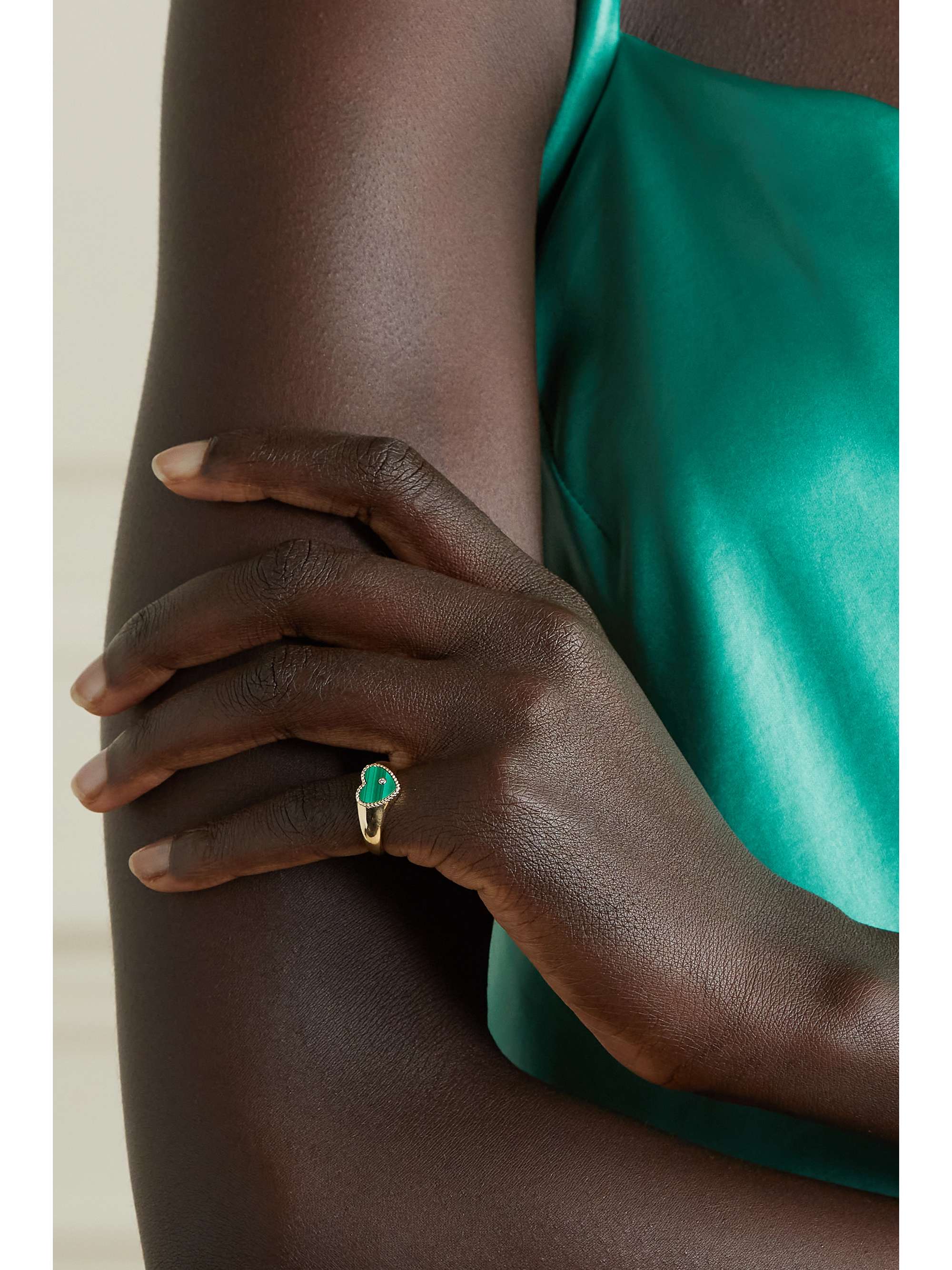 YVONNE LÉON 9-karat gold, malachite and diamond ring