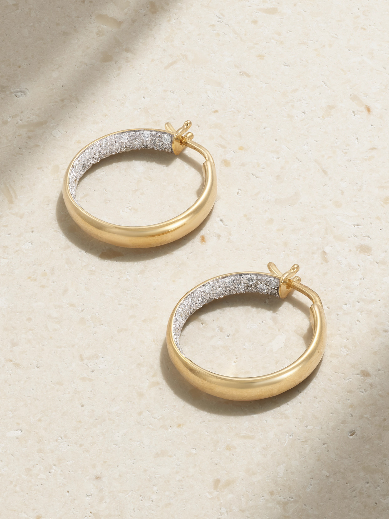 Yvonne Léon 9-karat Gold Diamond Hoop Earrings
