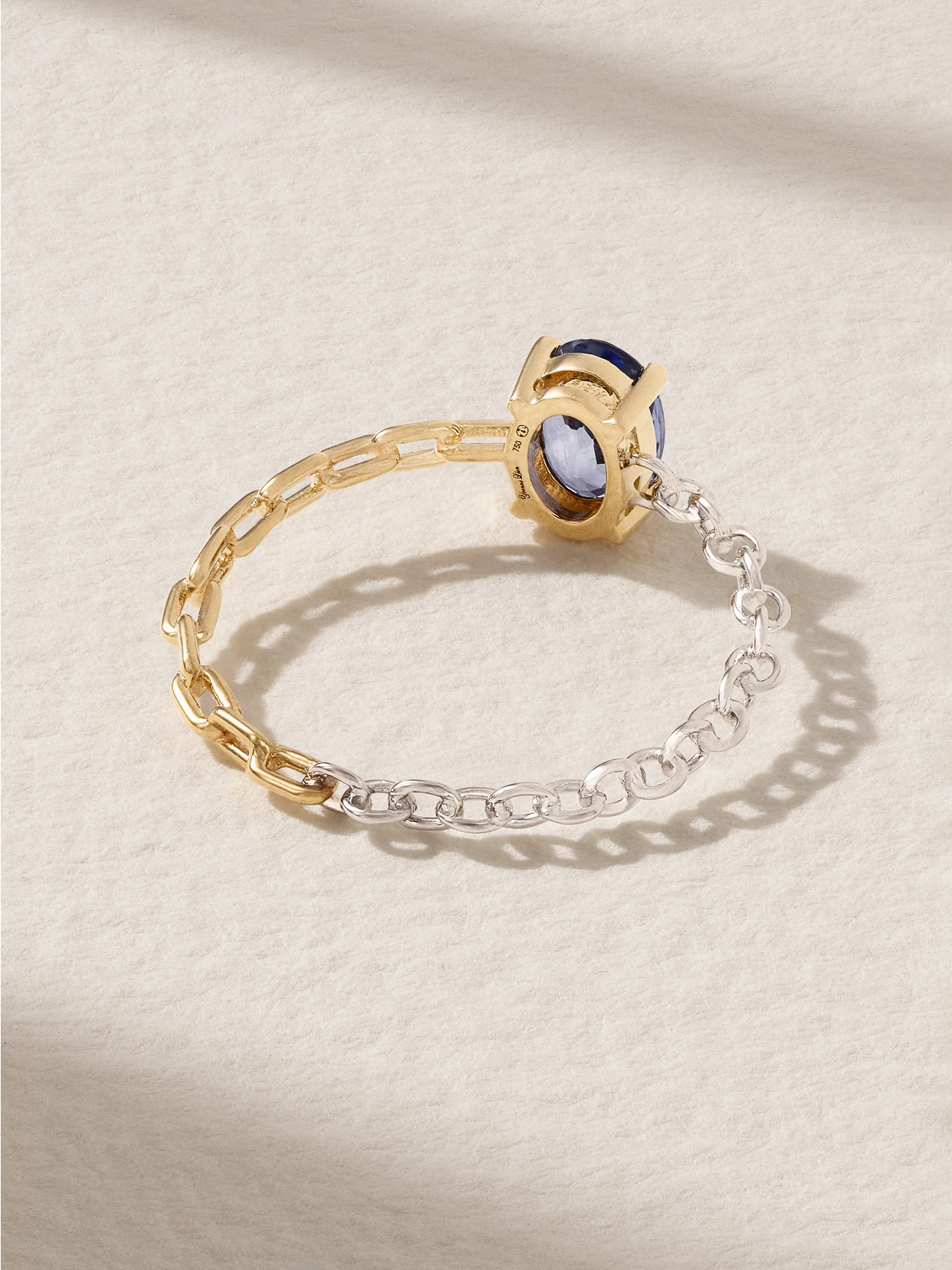 Shop Yvonne Léon 18-karat Yellow And White Gold Sapphire Ring