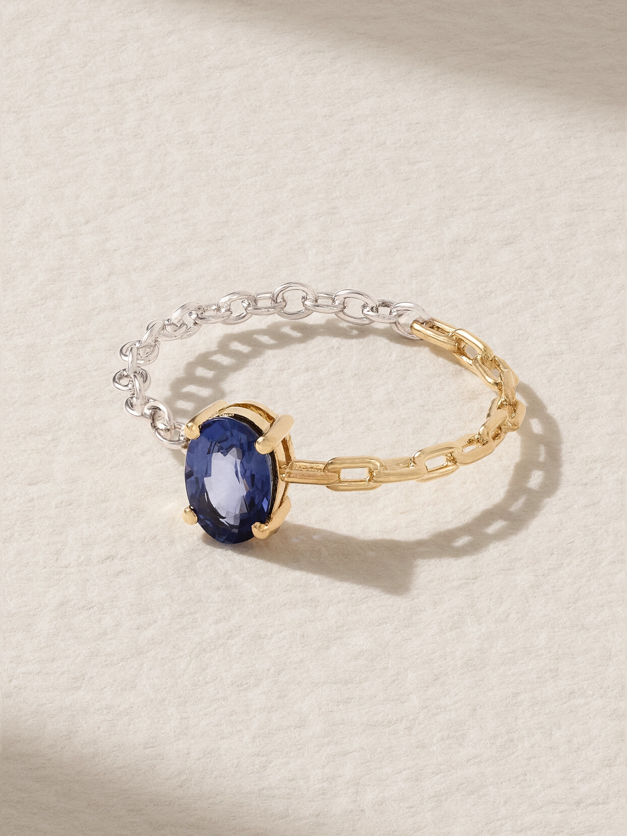 Shop Yvonne Léon 18-karat Yellow And White Gold Sapphire Ring