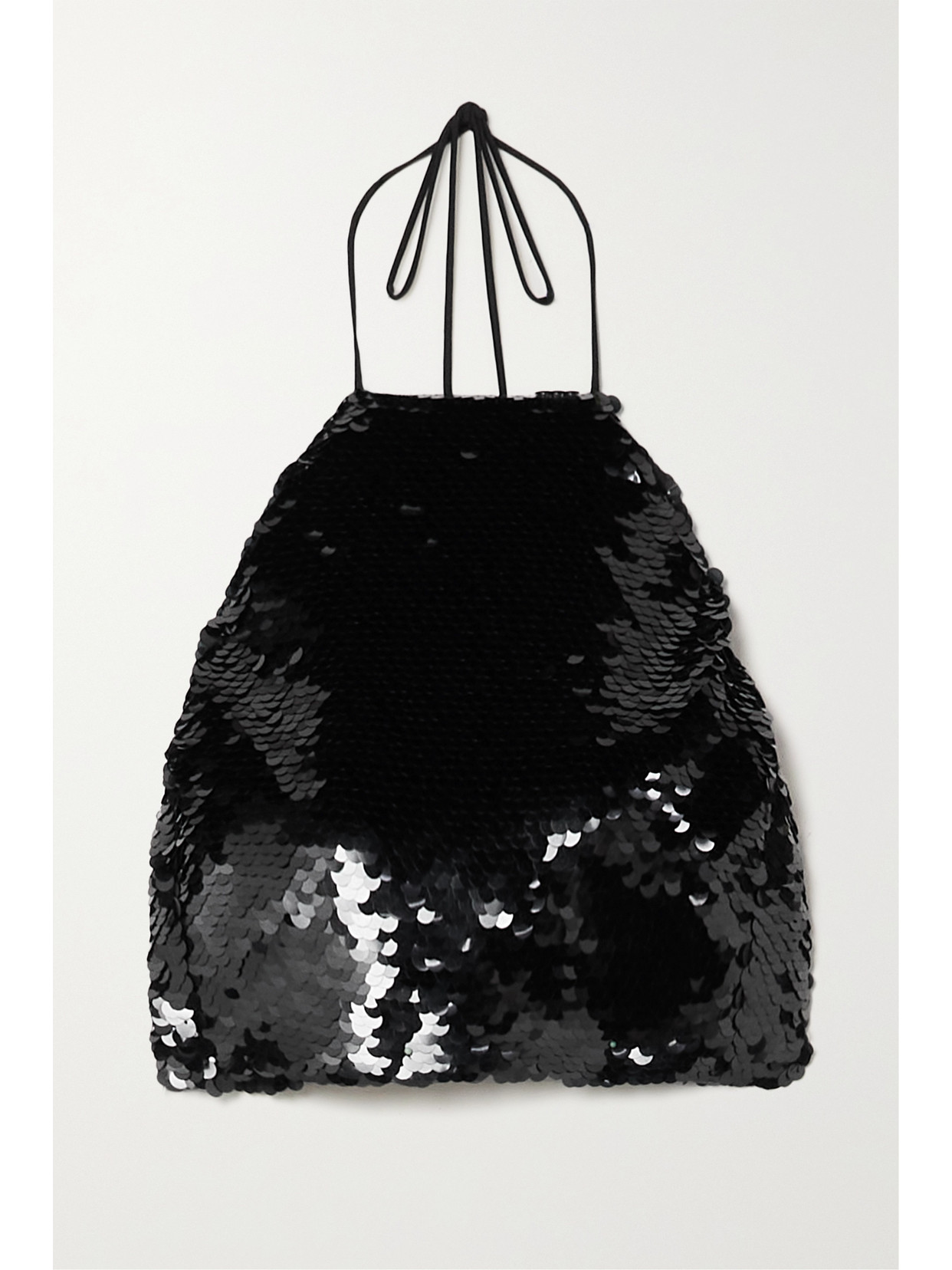 Magda Butrym Cropped Sequined Chiffon Top - Black