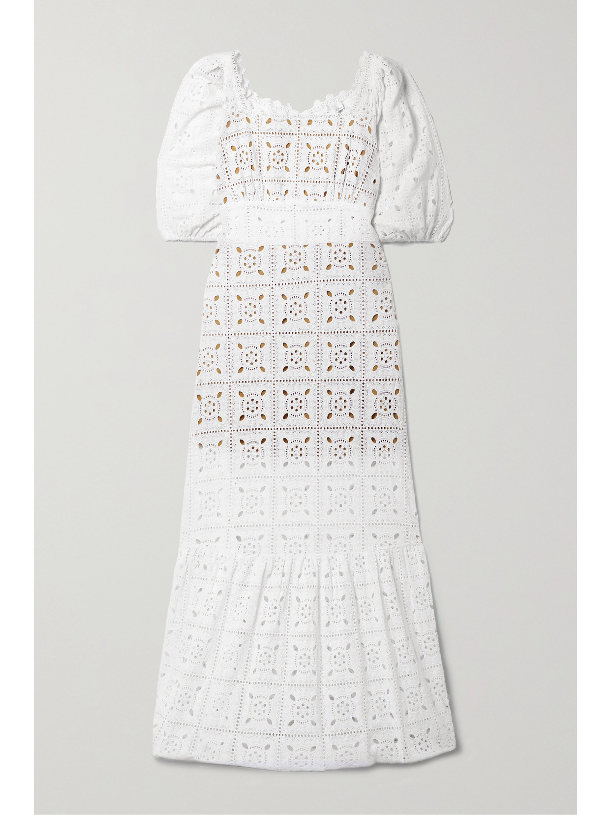 Miguelina Mariana Broderie Anglaise Cotton-voile Maxi Dress In White