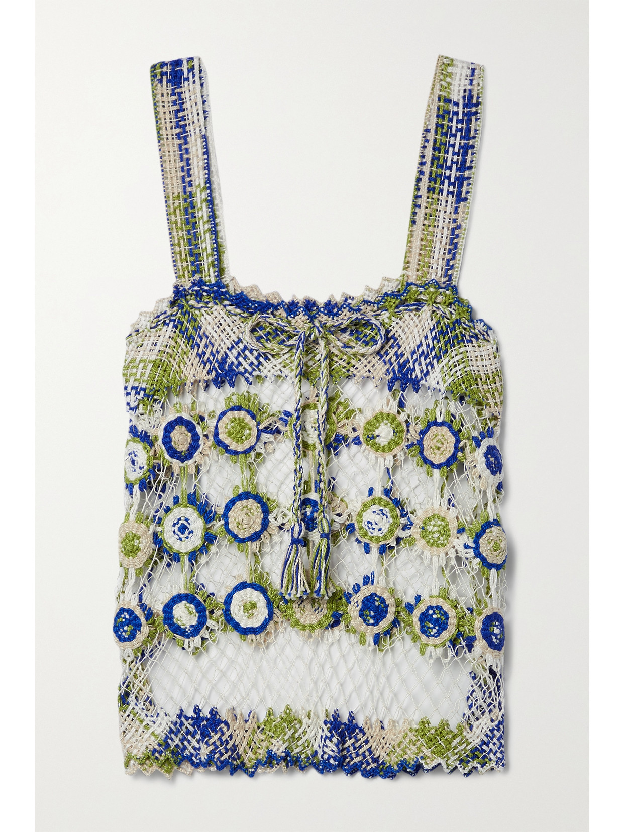 Miguelina + Net Sustain Bruna Crocheted Cotton Tank In Green