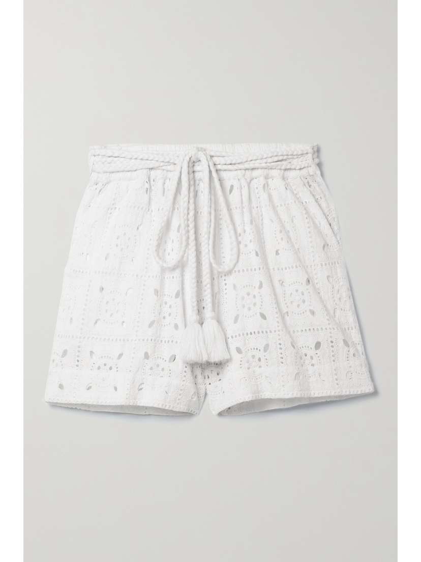 Miguelina Lucina Belted Broderie Anglaise Cotton Shorts