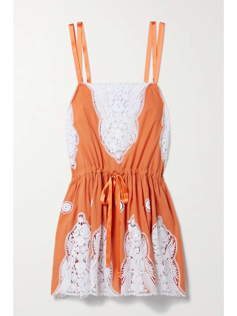 Miguelina Brielle Crochet-trimmed Cotton Mini Dress