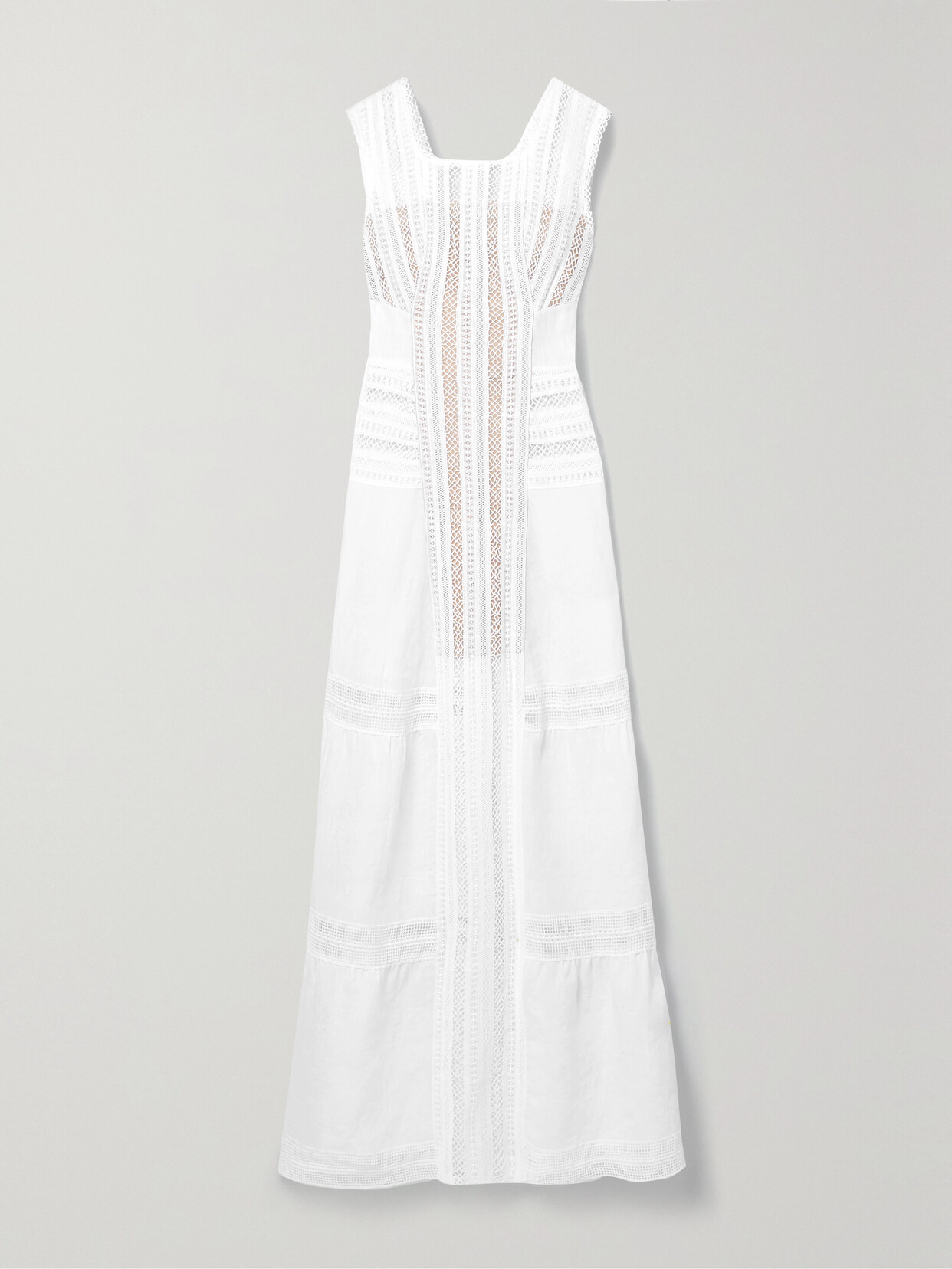 Miguelina Calista Crocheted Lace-trimmed Linen Maxi Dress In White