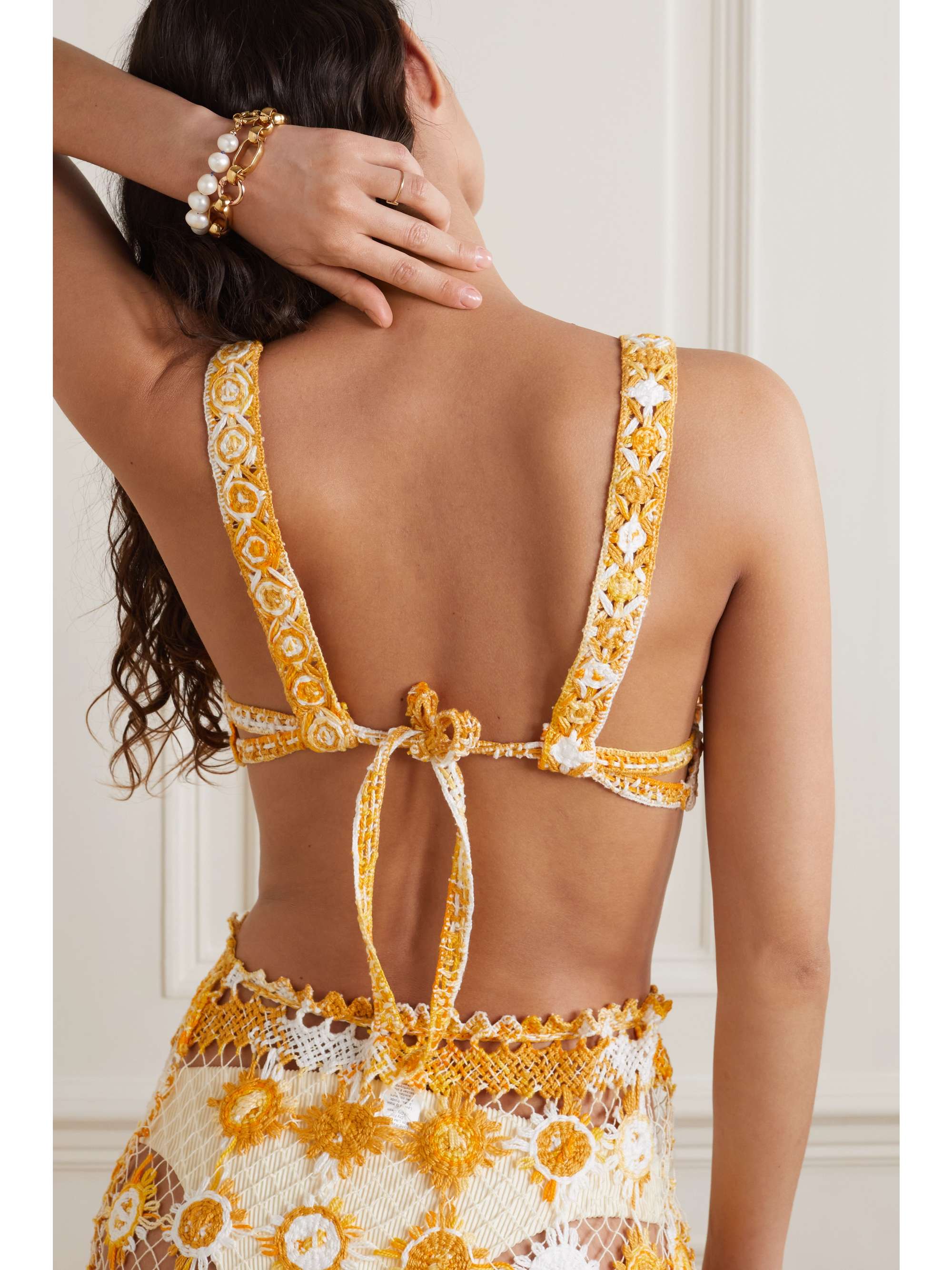 MIGUELINA + NET SUSTAIN Aline cropped crocheted cotton bralette