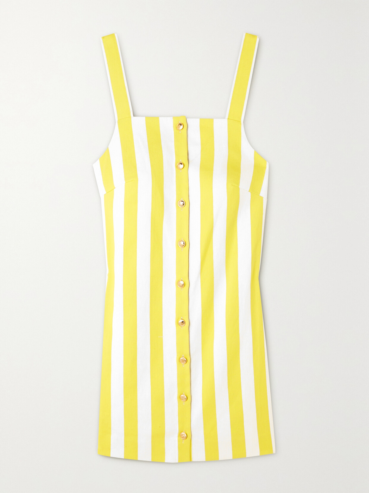 Miguelina + Net Sustain Pippa Striped Organic Cotton-twill Mini Dress In Yellow