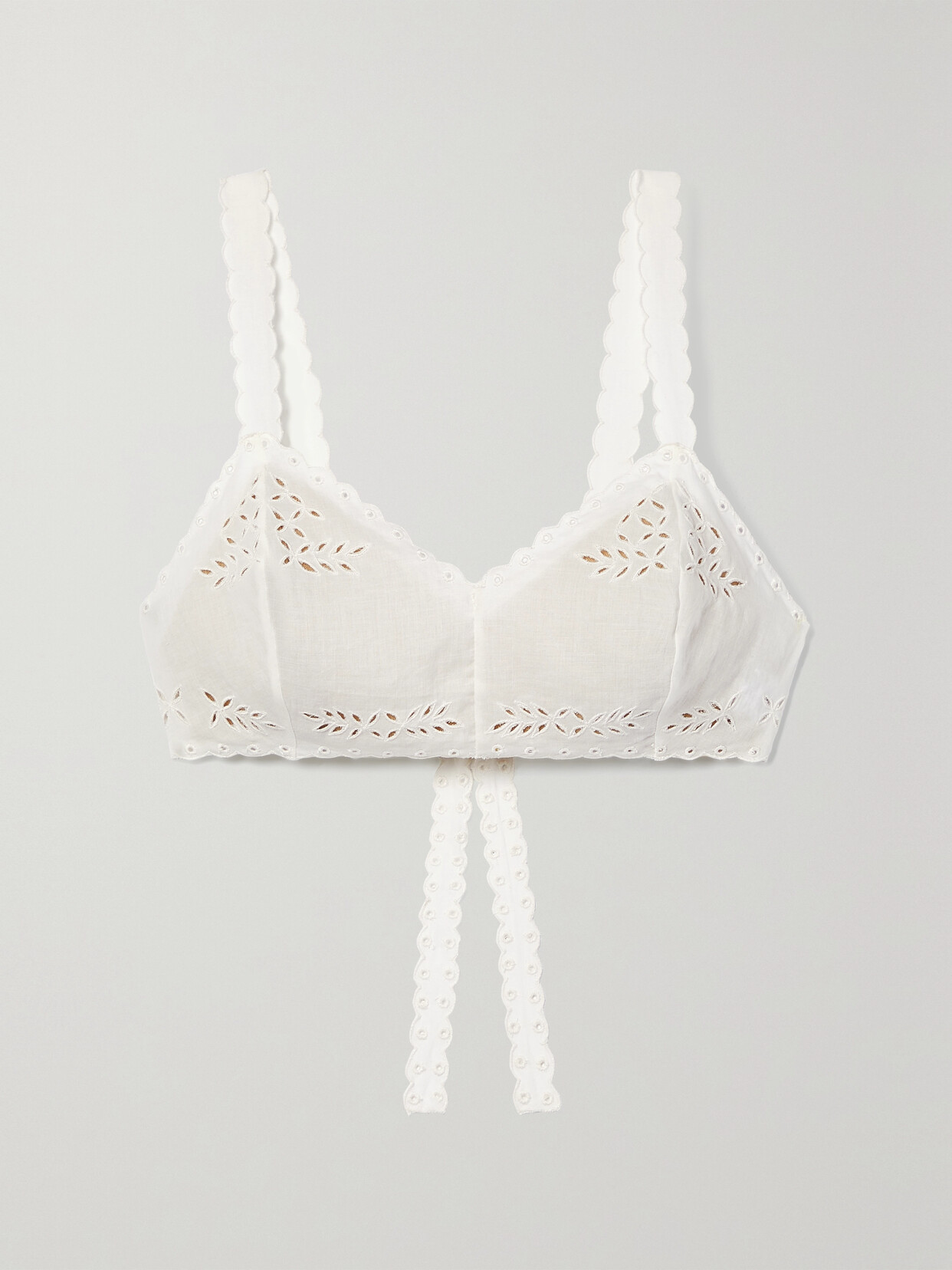 Miguelina Jules Broderie Anglaise Cotton-voile Bra Top In White