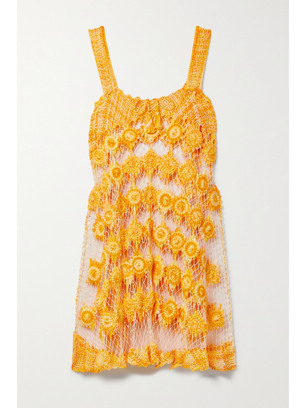 Miguelina + Net Sustain Vana Crocheted Cotton Mini Dress In Yellow