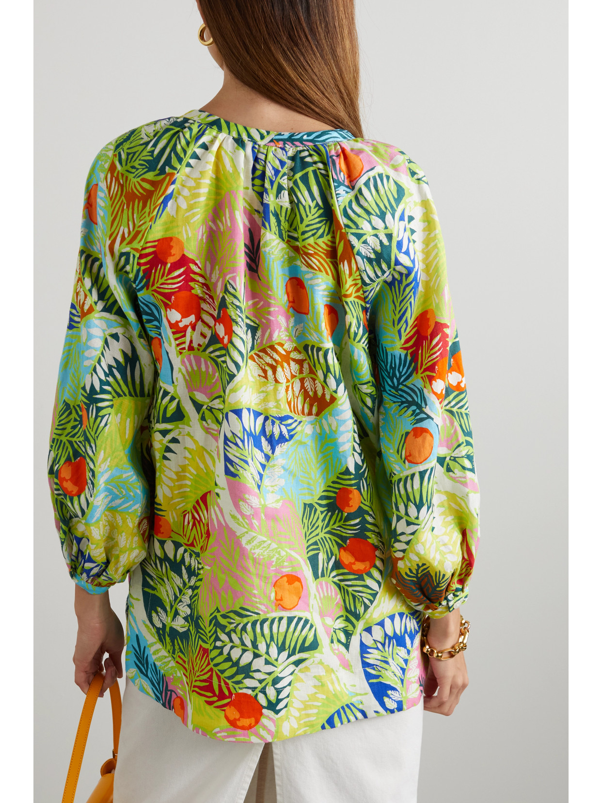 Staud Vincent Linen Long Sleeve Tunic In Green