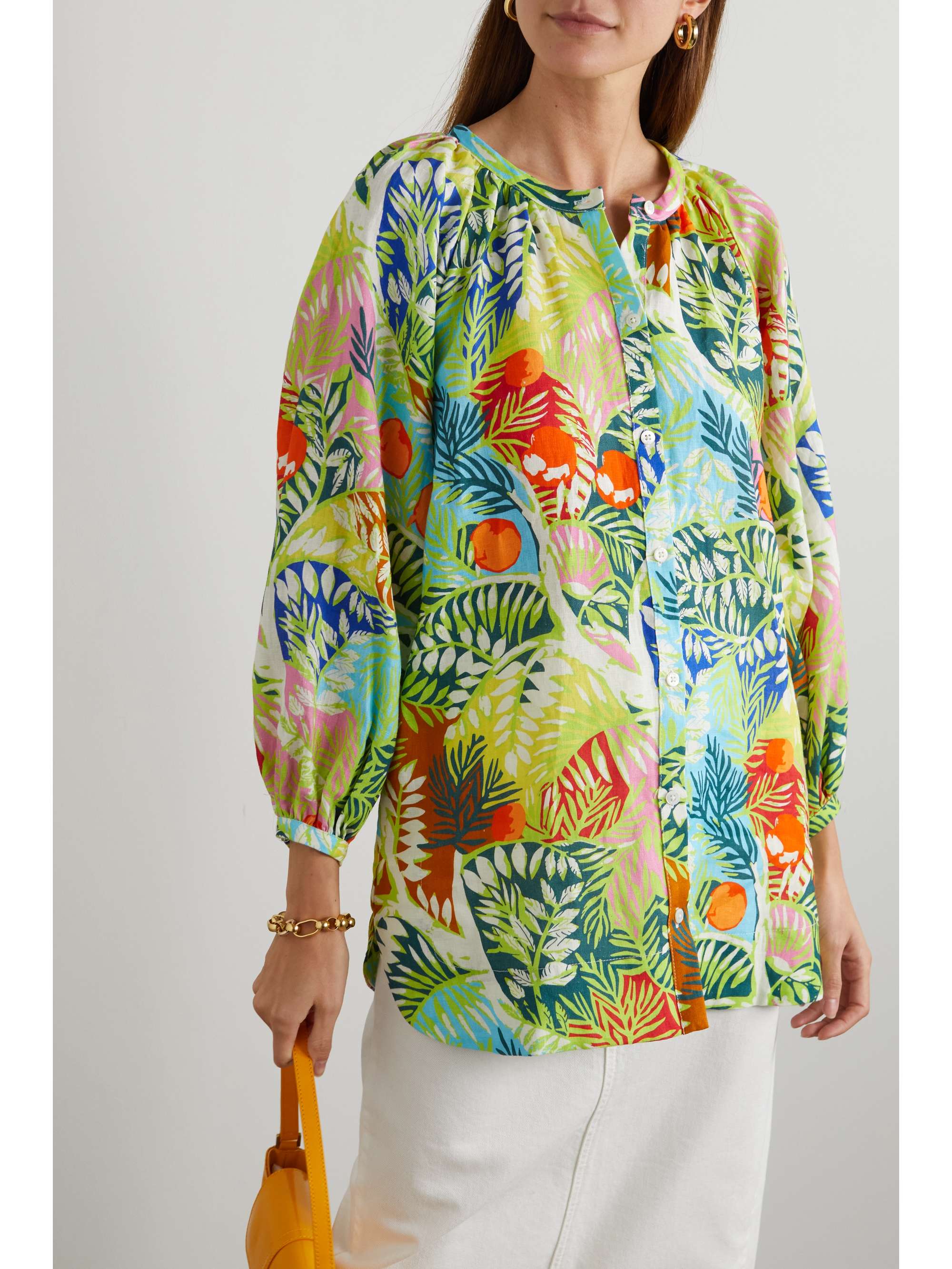 STAUD Vincent printed linen tunic