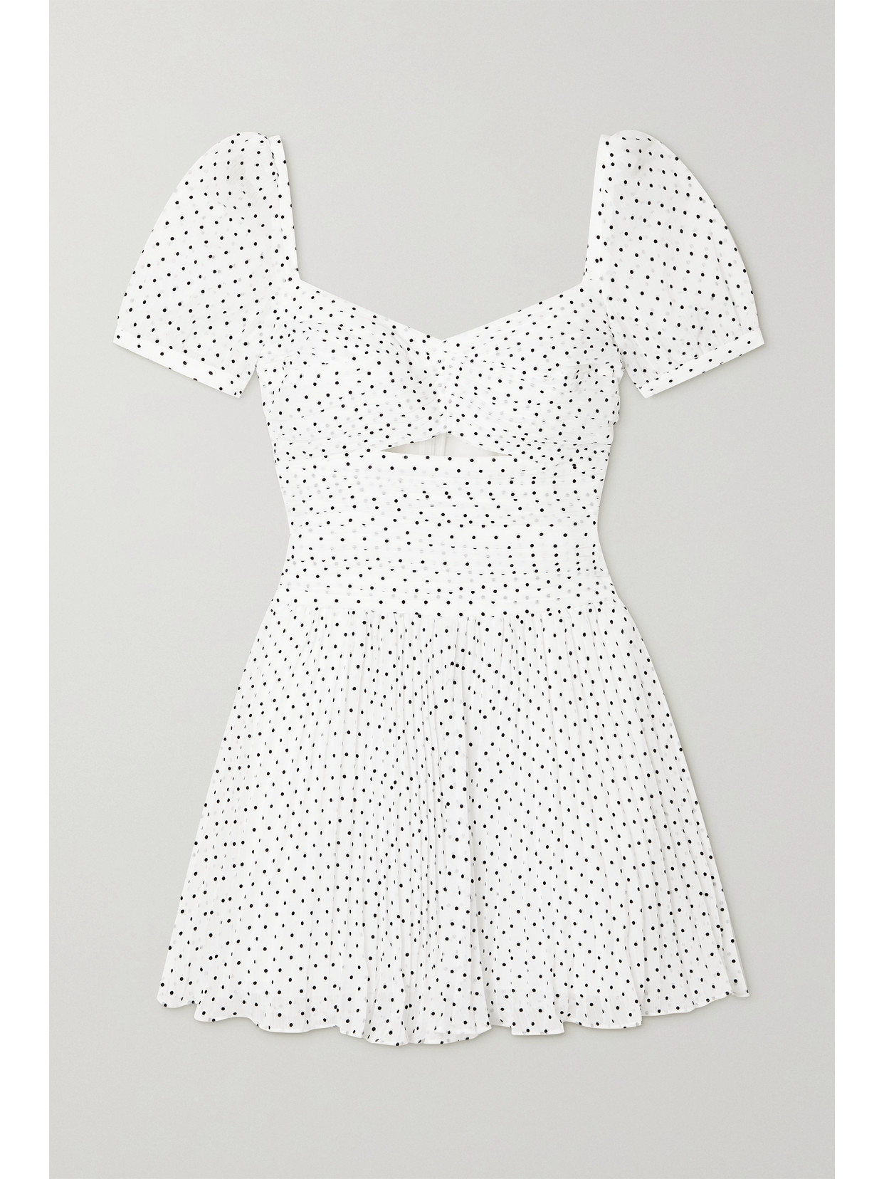 Self-portrait Flocked Polka-dot Crinkled-chiffon Mini Dress In White