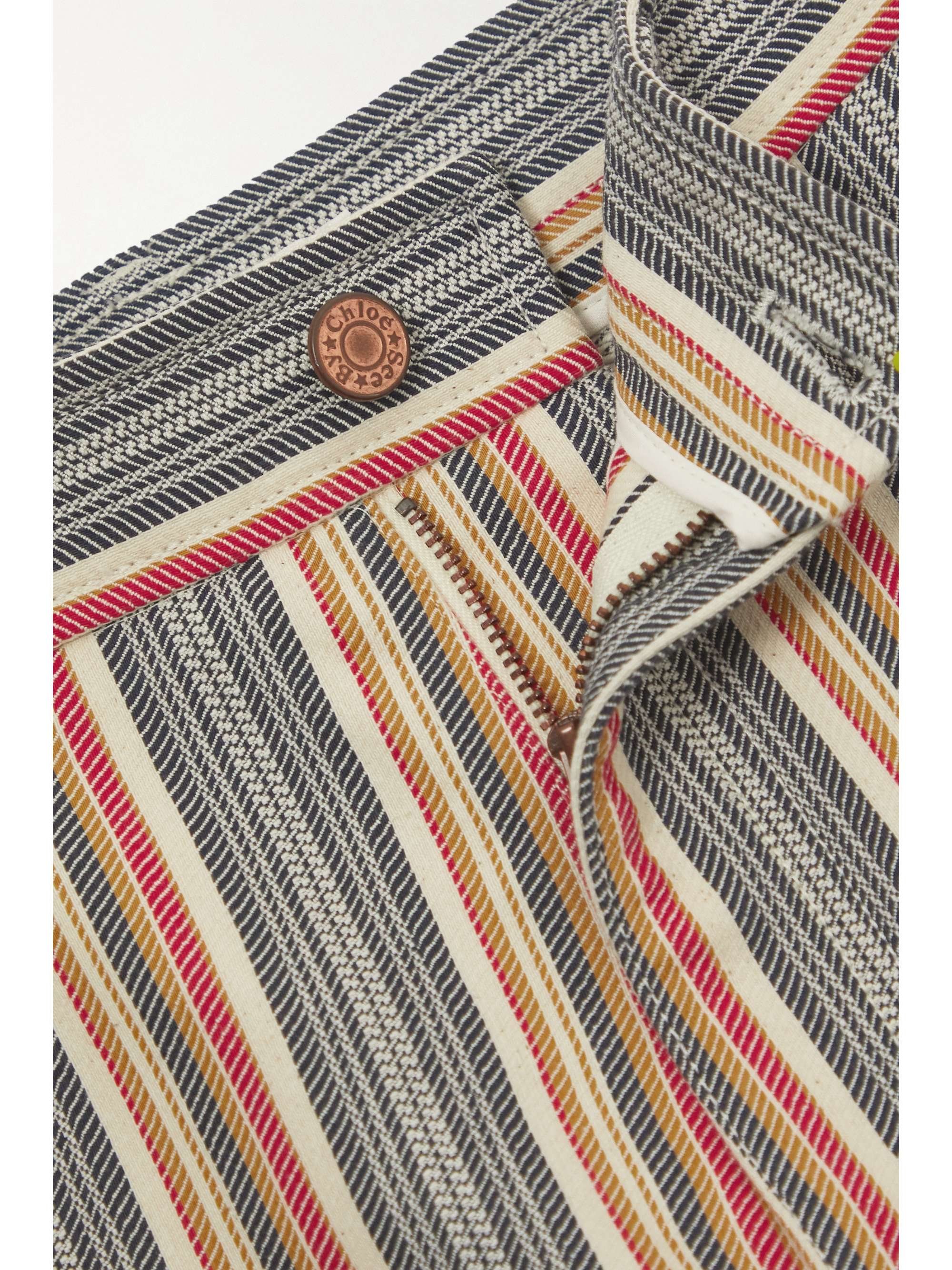 SEE BY CHLOÉ Striped high-rise flared organic jeans