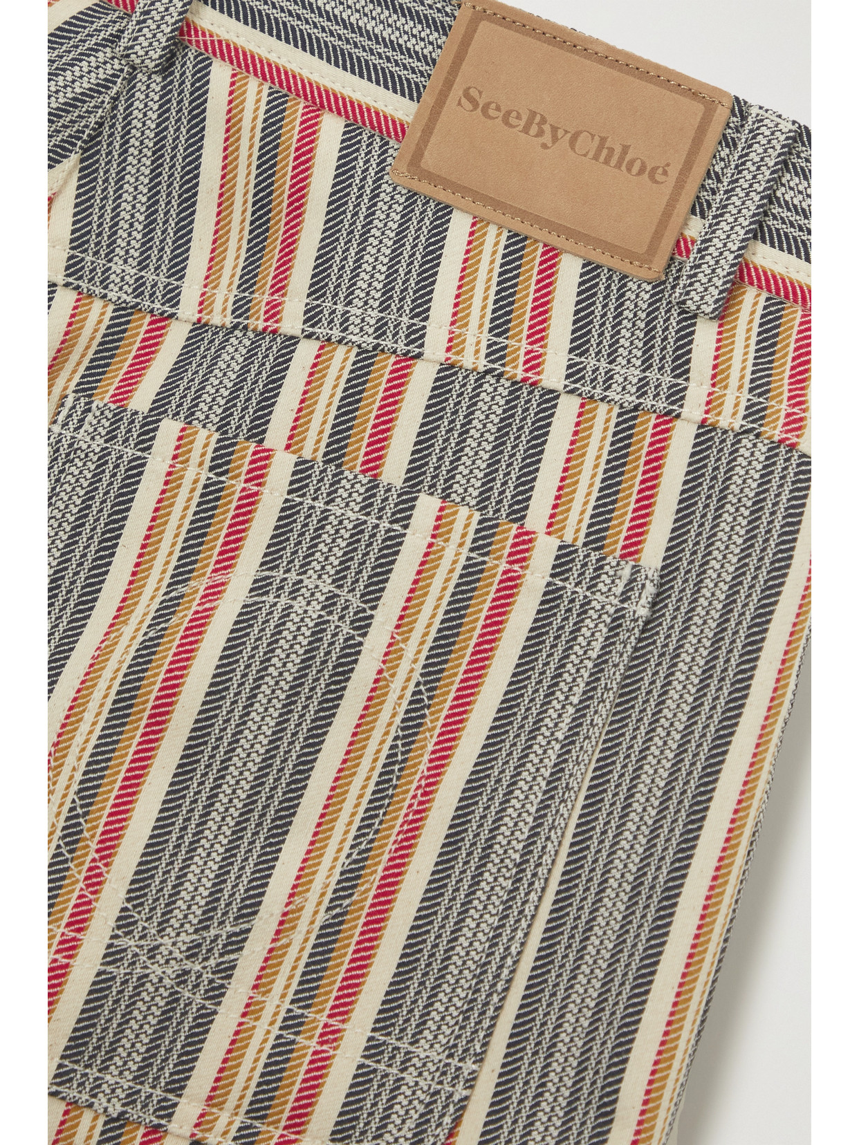 See By Chloé Striped High-rise Flared Organic Jeans In Multi