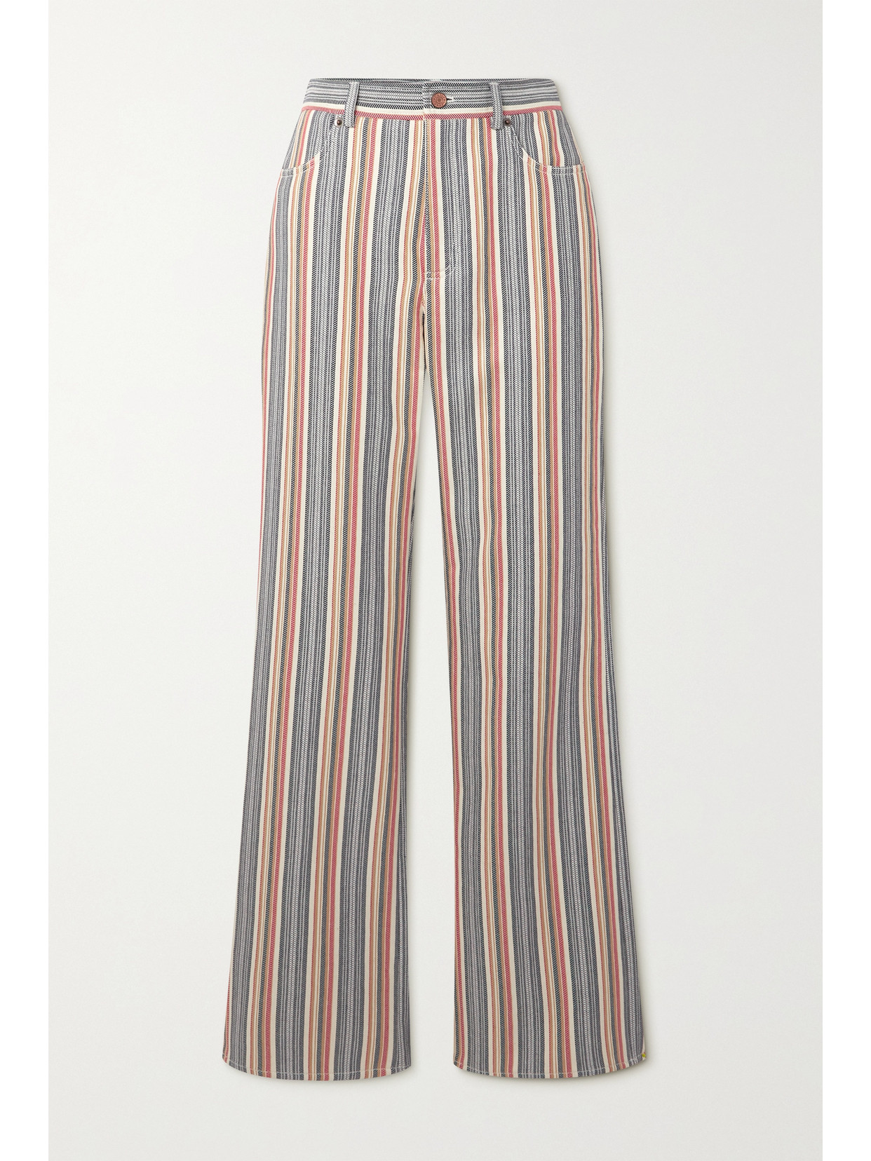 See By Chloé Striped High-rise Flared Organic Jeans In Multi