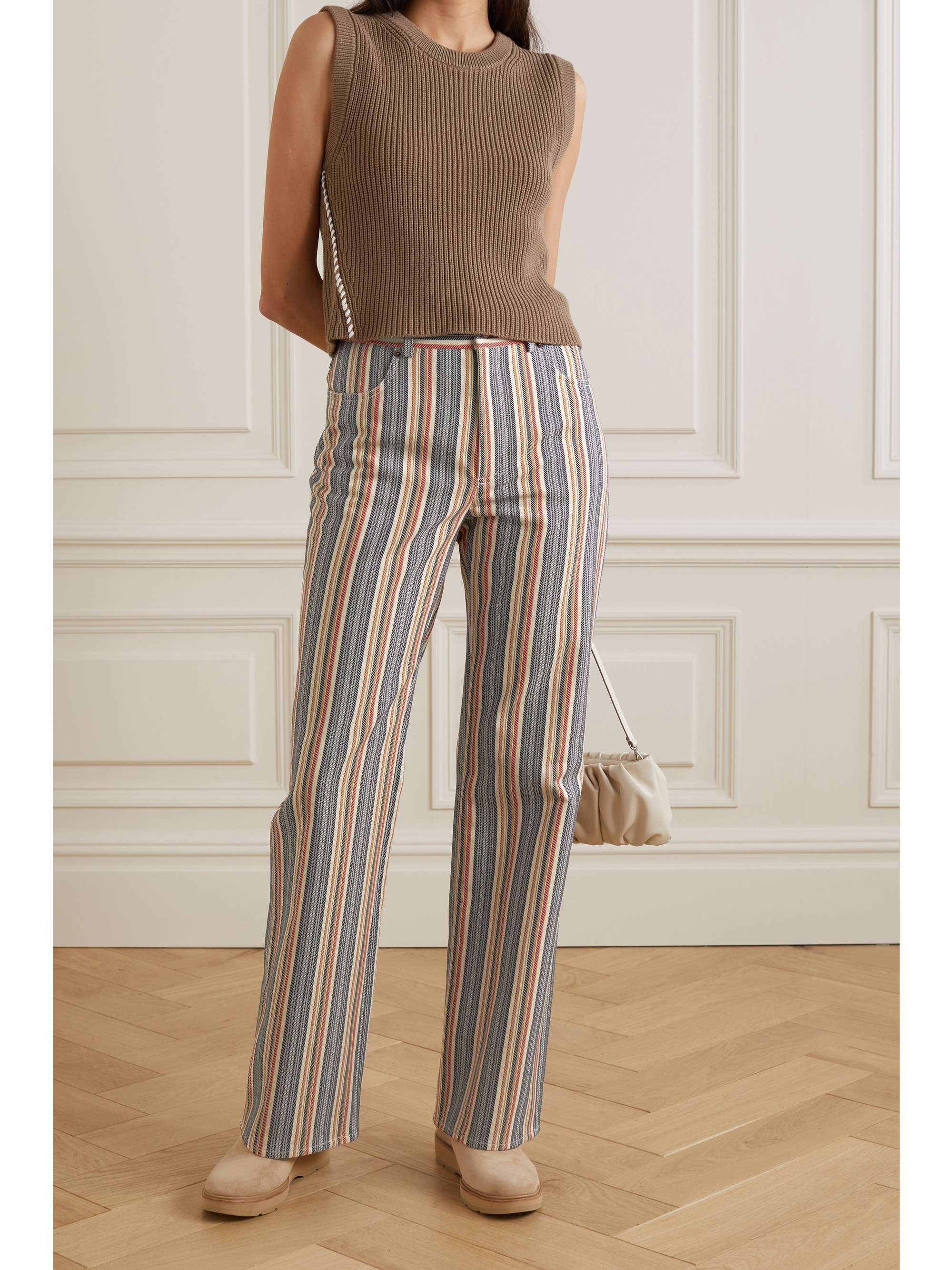 SEE BY CHLOÉ Striped high-rise flared organic jeans