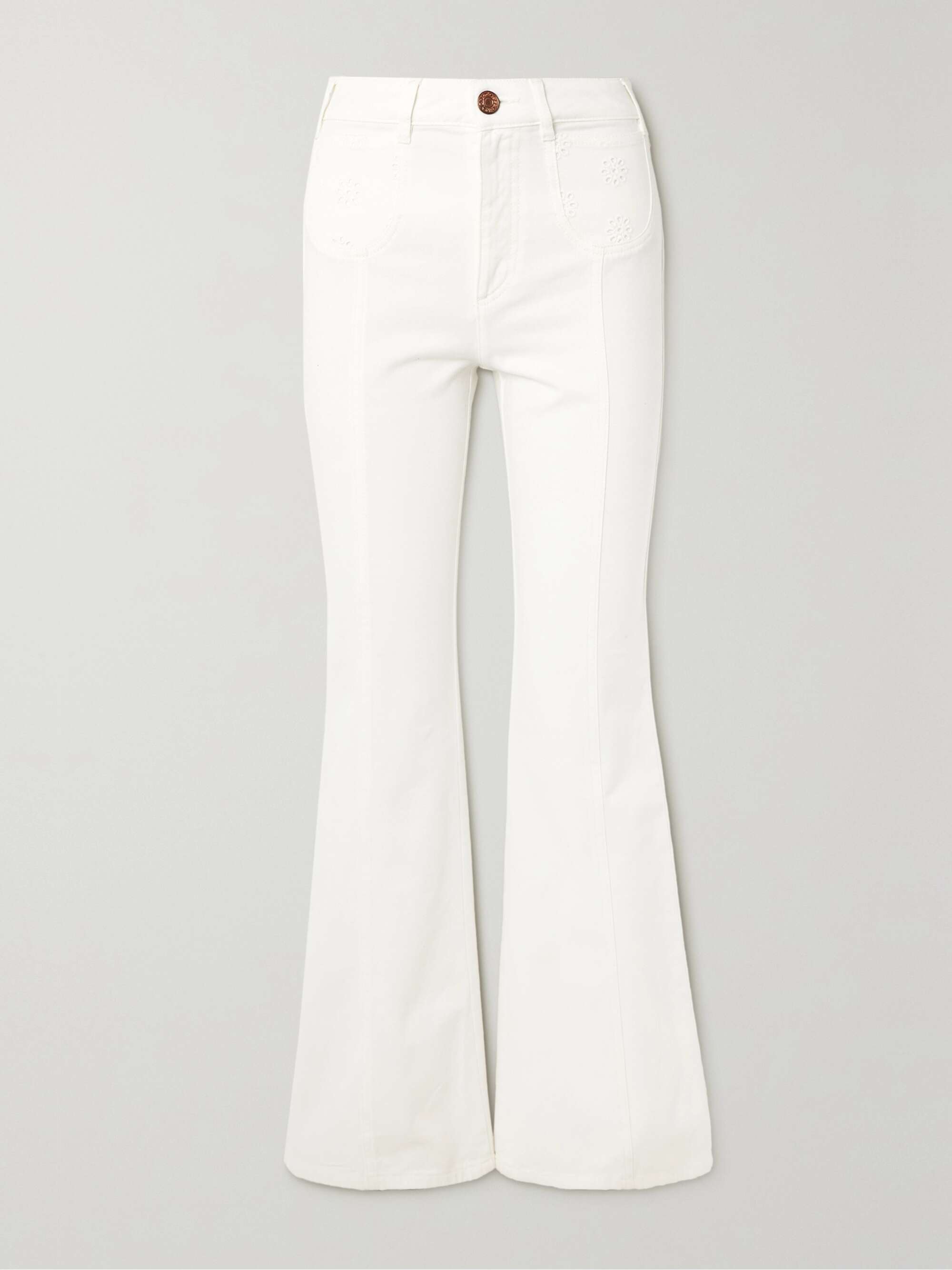White High-rise broderie anglaise 