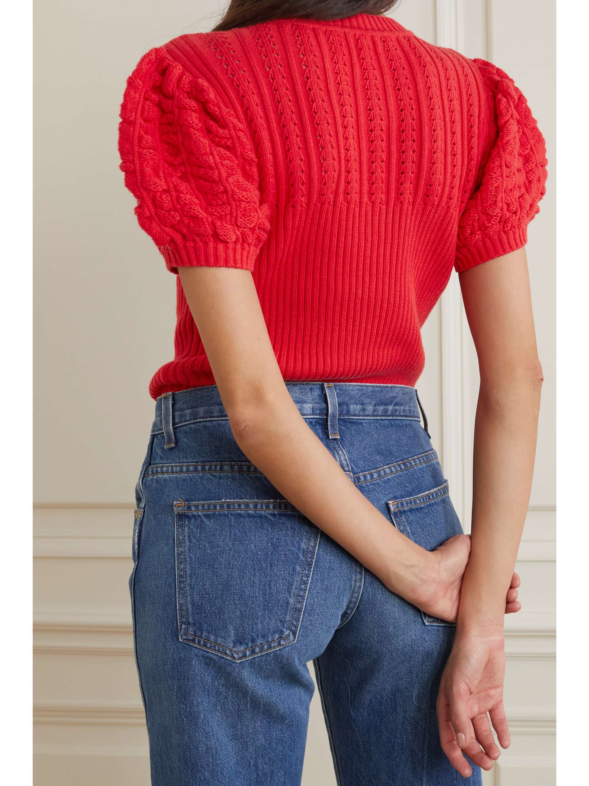 SEE BY CHLOÉ Ribbed pointelle-knit cotton-blend sweater | NET-A-PORTER