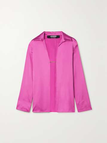 자크뮈스 셔츠 JACQUEMUS Notte embellished satin shirt,Pink