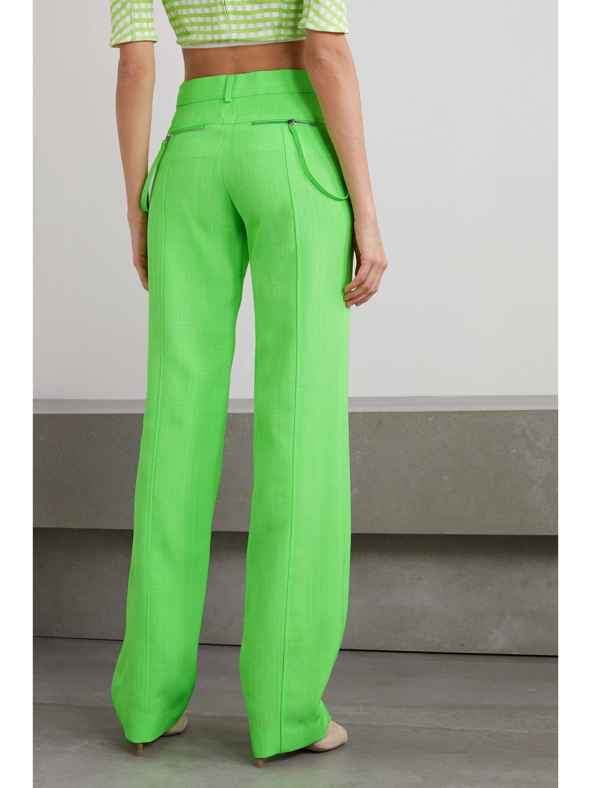 JACQUEMUS Meloia paneled neon canvas straight-leg pants