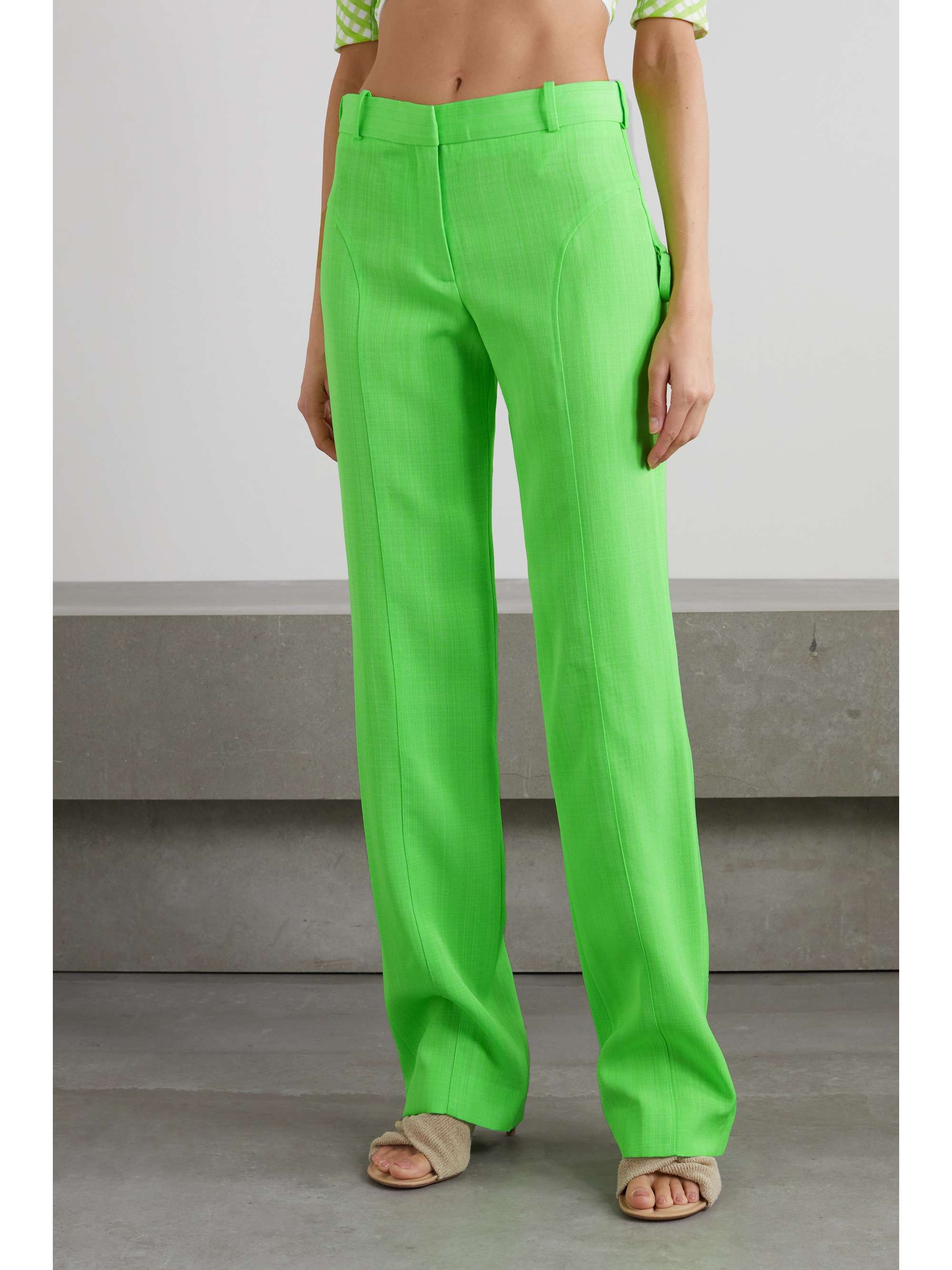 JACQUEMUS Meloia paneled neon canvas straight-leg pants