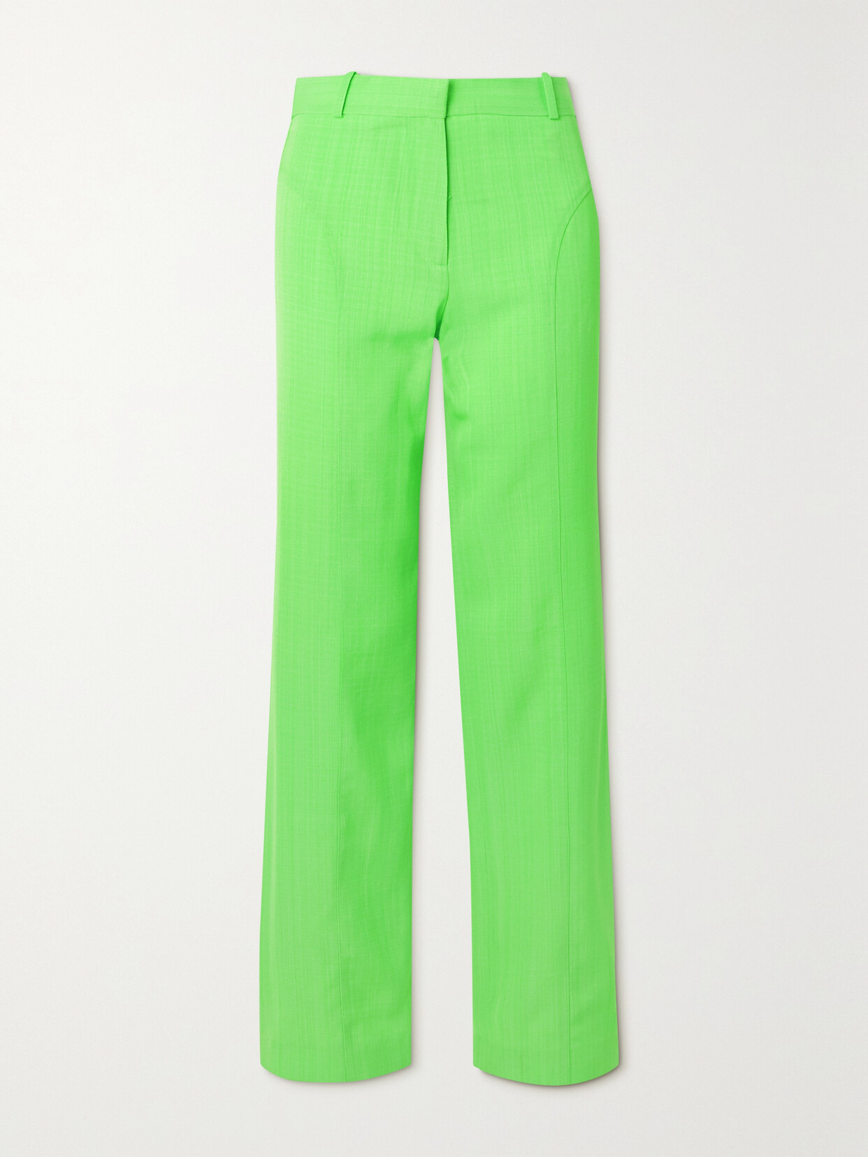 Shop Jacquemus Meloia Paneled Neon Canvas Straight-leg Pants In Green