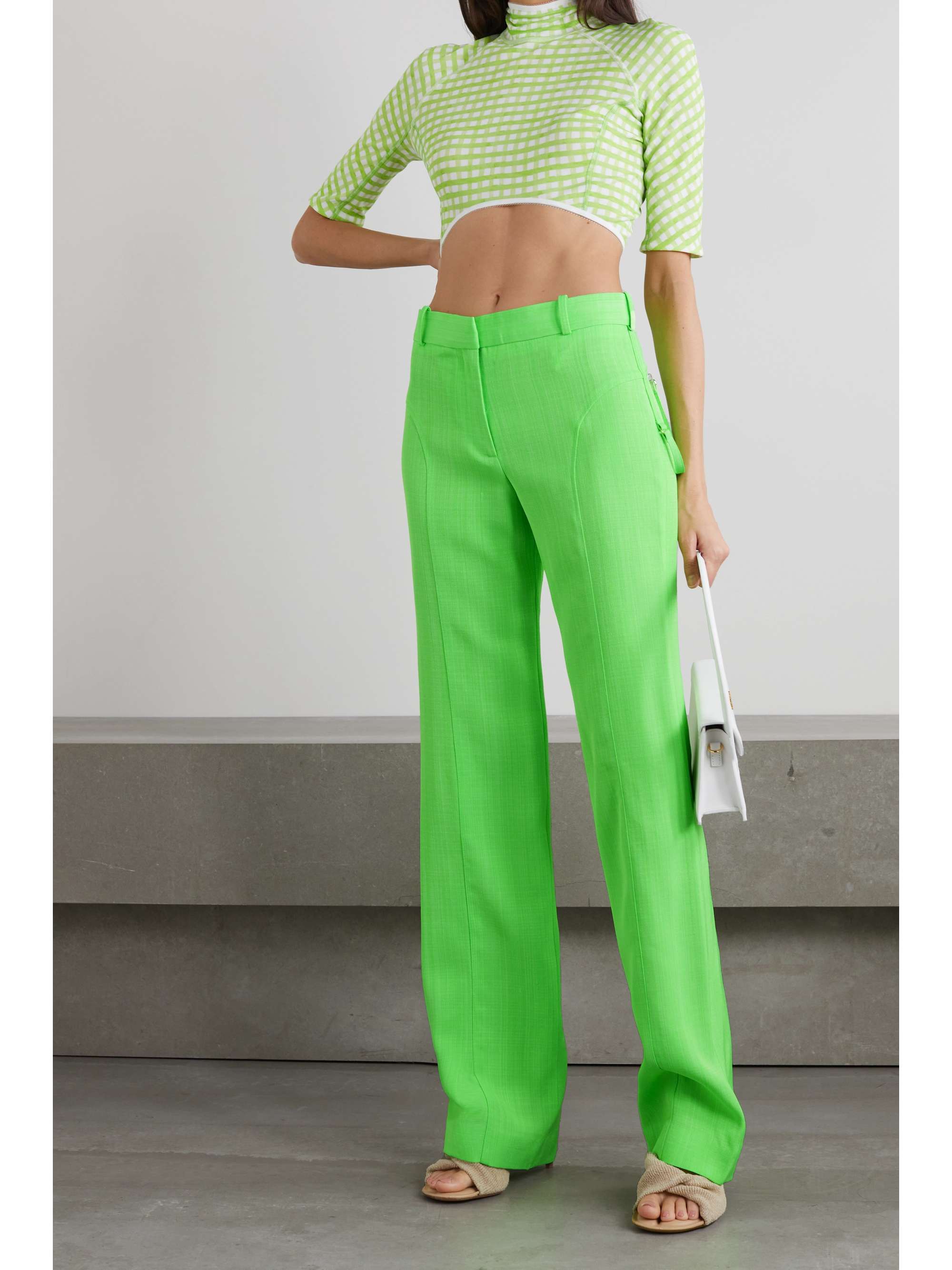 Meloia paneled neon canvas straight-leg pants